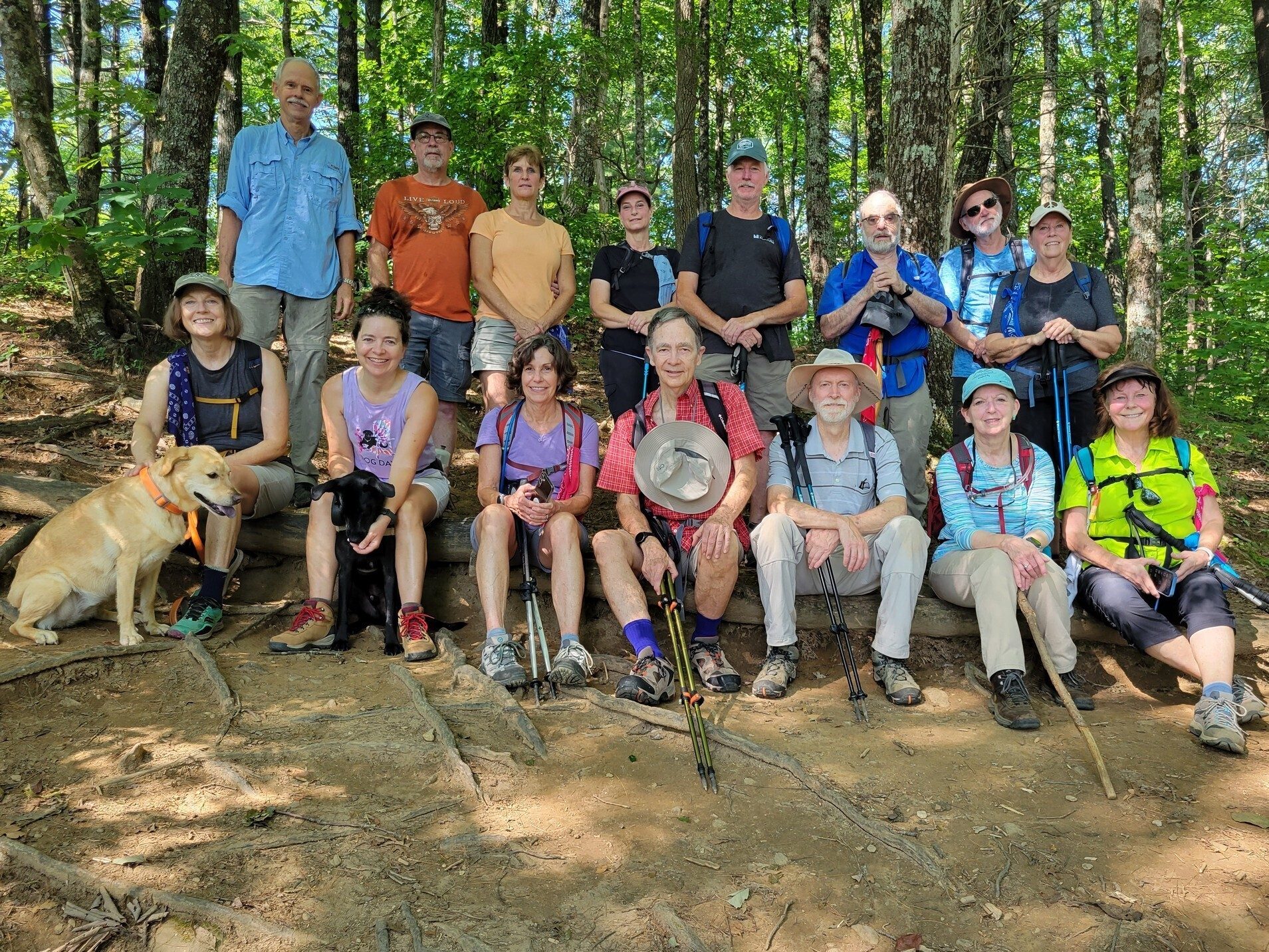Today's hikers (L-R) Back: Mike, Rex, Susan, Shelia, Ken, Gary, Rich & Lynn; Front: Squirt, Jane, Heather & Toby; Beth, Charles, Matt, Jenny & Renee.