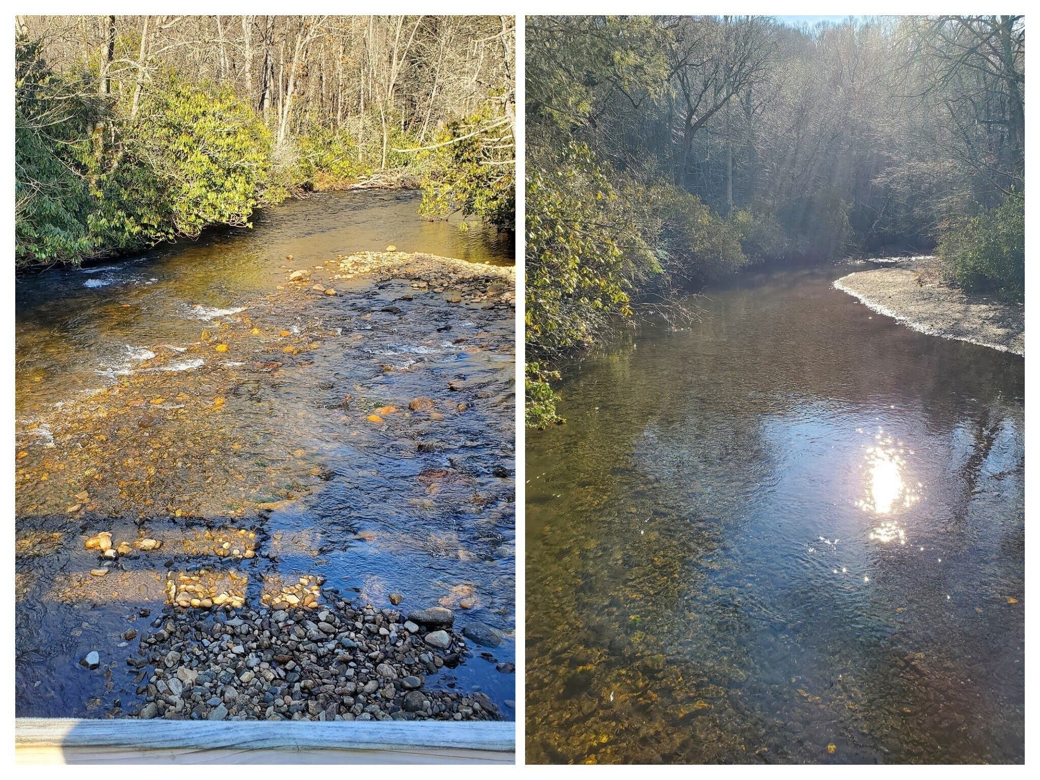 Views of the Nantahala River from the campground bridge. . . deceptively calm water.