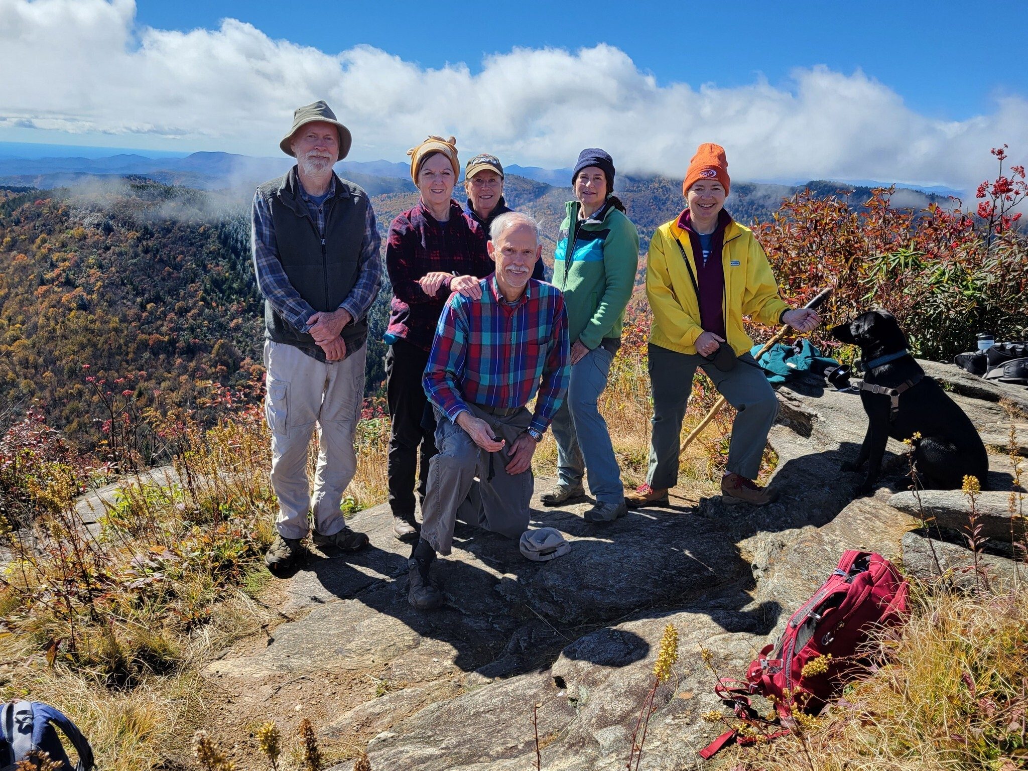 Today's hikers (L-R): Matt, Jenny, Lynn, Mike, Shelia, Heather and Toby.