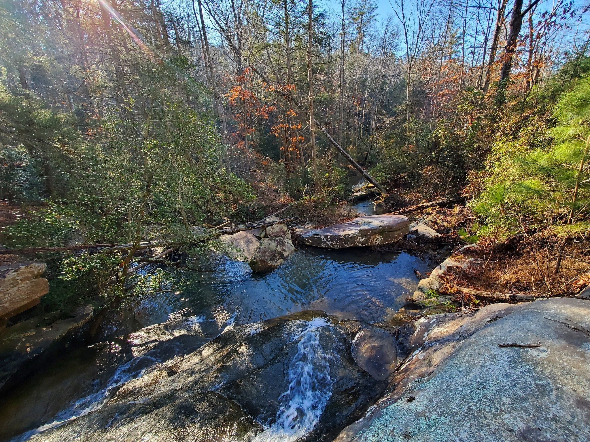 A view down the creek from Big Leatherwood Falls.