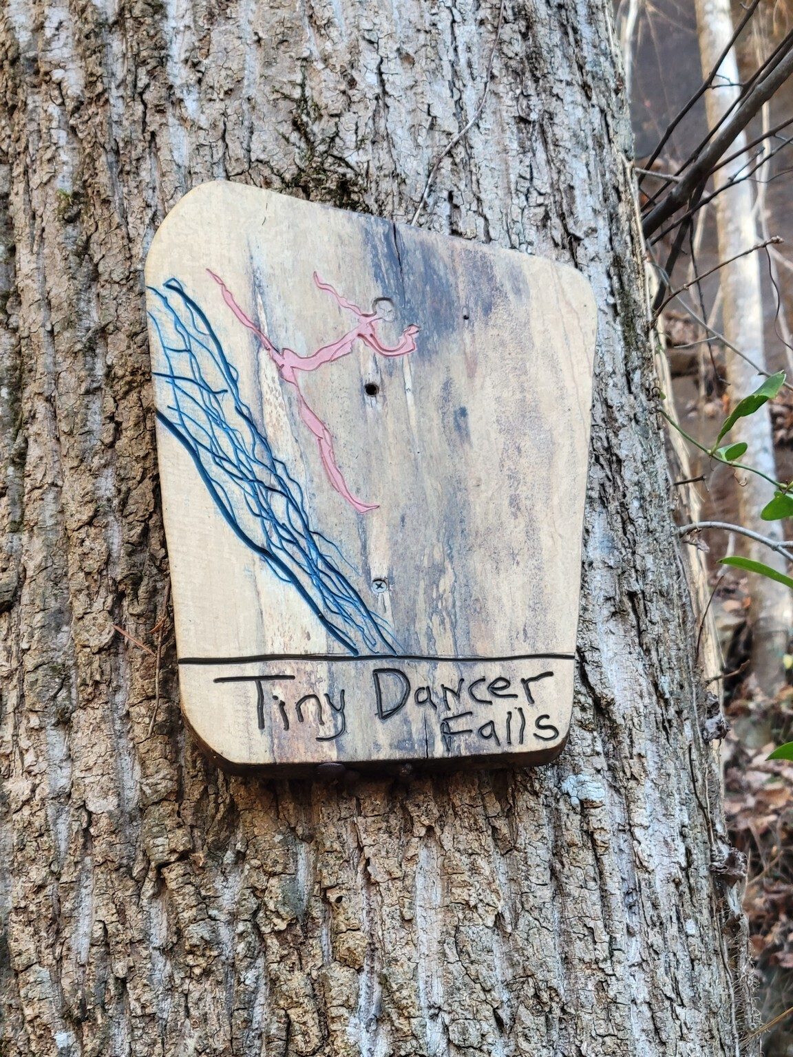 On to Tiny Dancer Falls . . . what a nice sign, too.