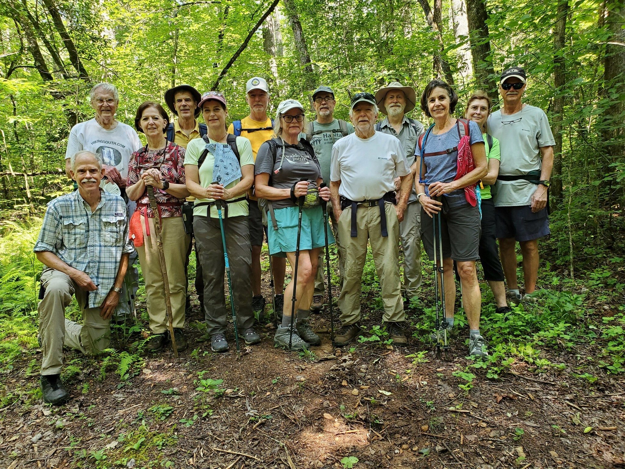 Today's hikers (L-R): Mike, Dick, Jenny, Gerald, Shelia, Ken, Loretta, Rex, Vic, Matt, Beth, Gretta & Jim