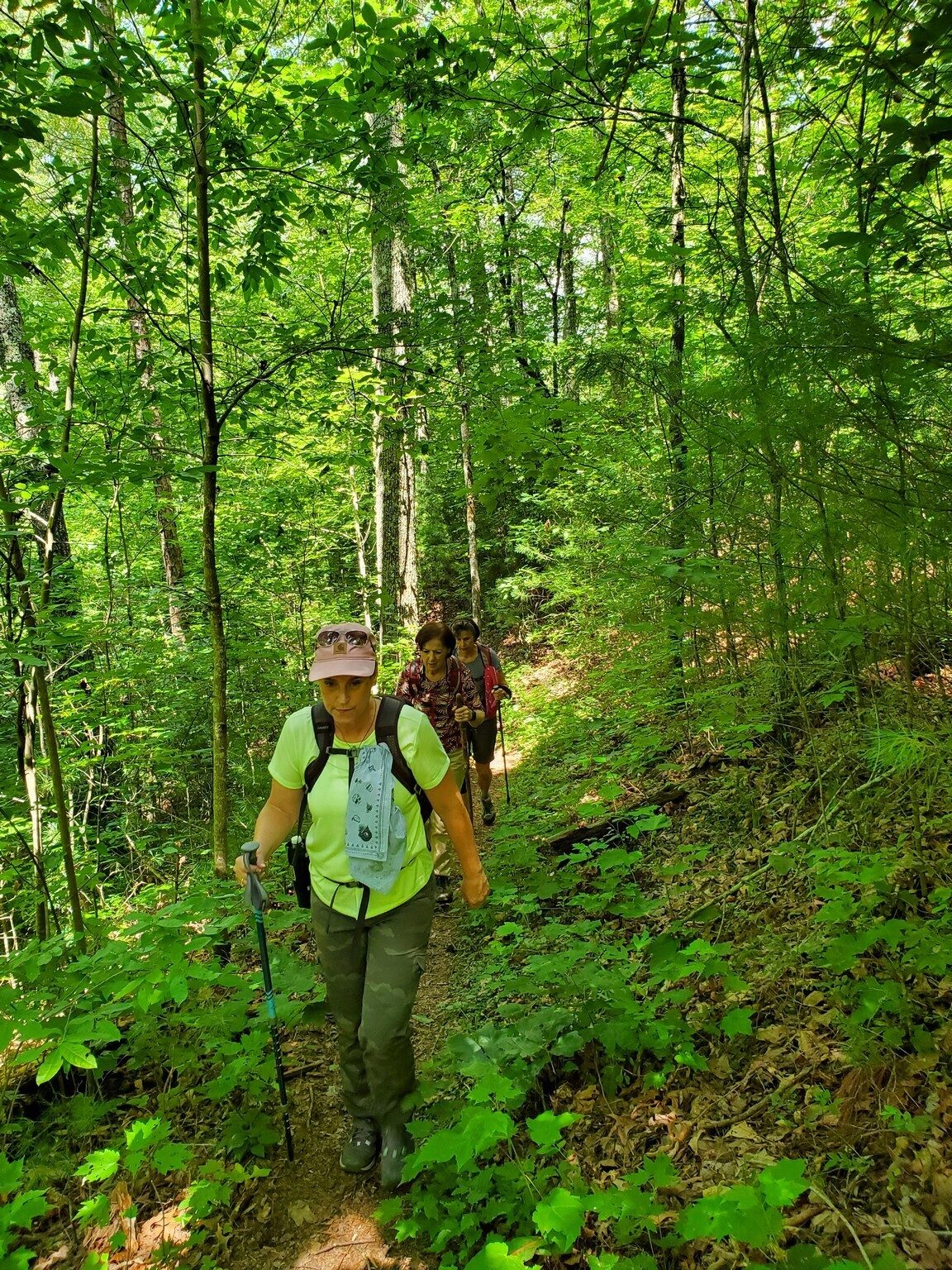Shelia, Jenny and Beth headed uphill on our way back.