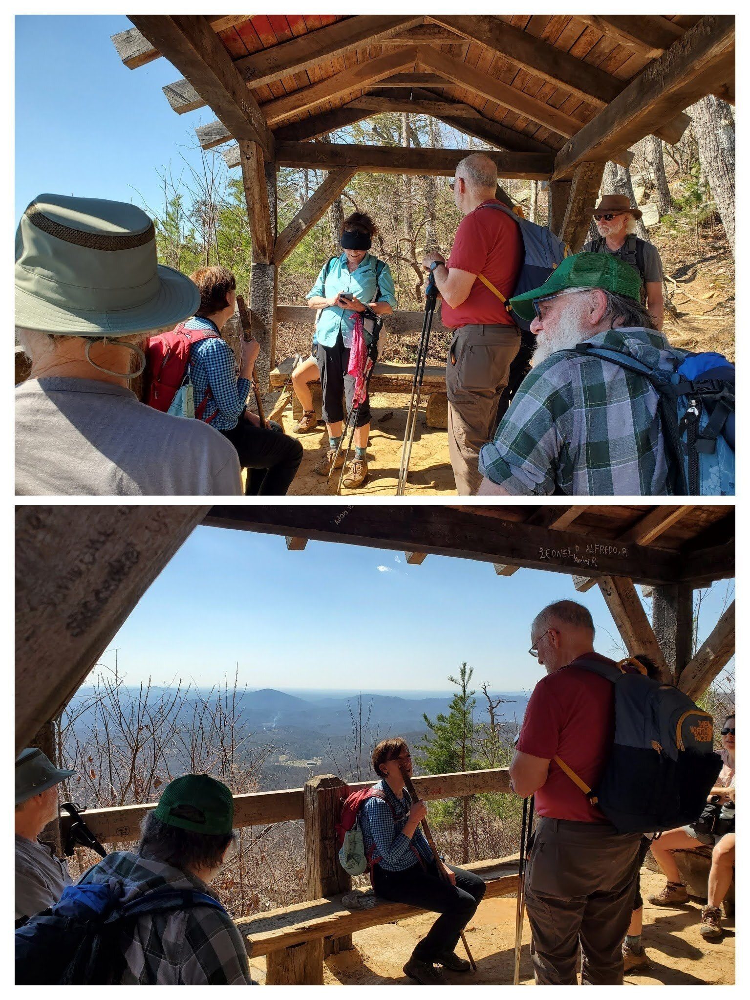 A short break under the shelter at 1.9 miles.