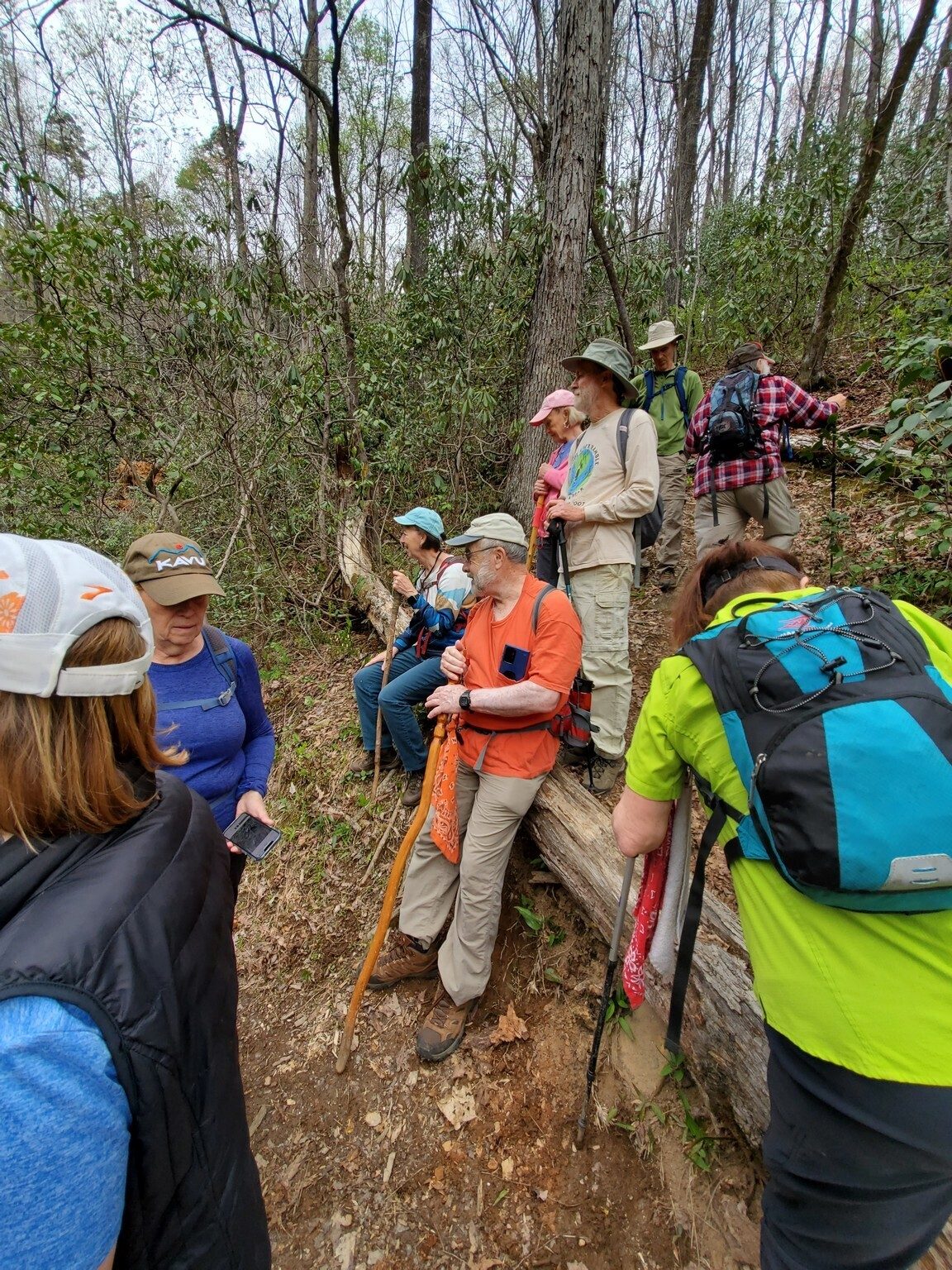 Folks taking a break before climbing back up the side trail from viewing Secret Falls.
