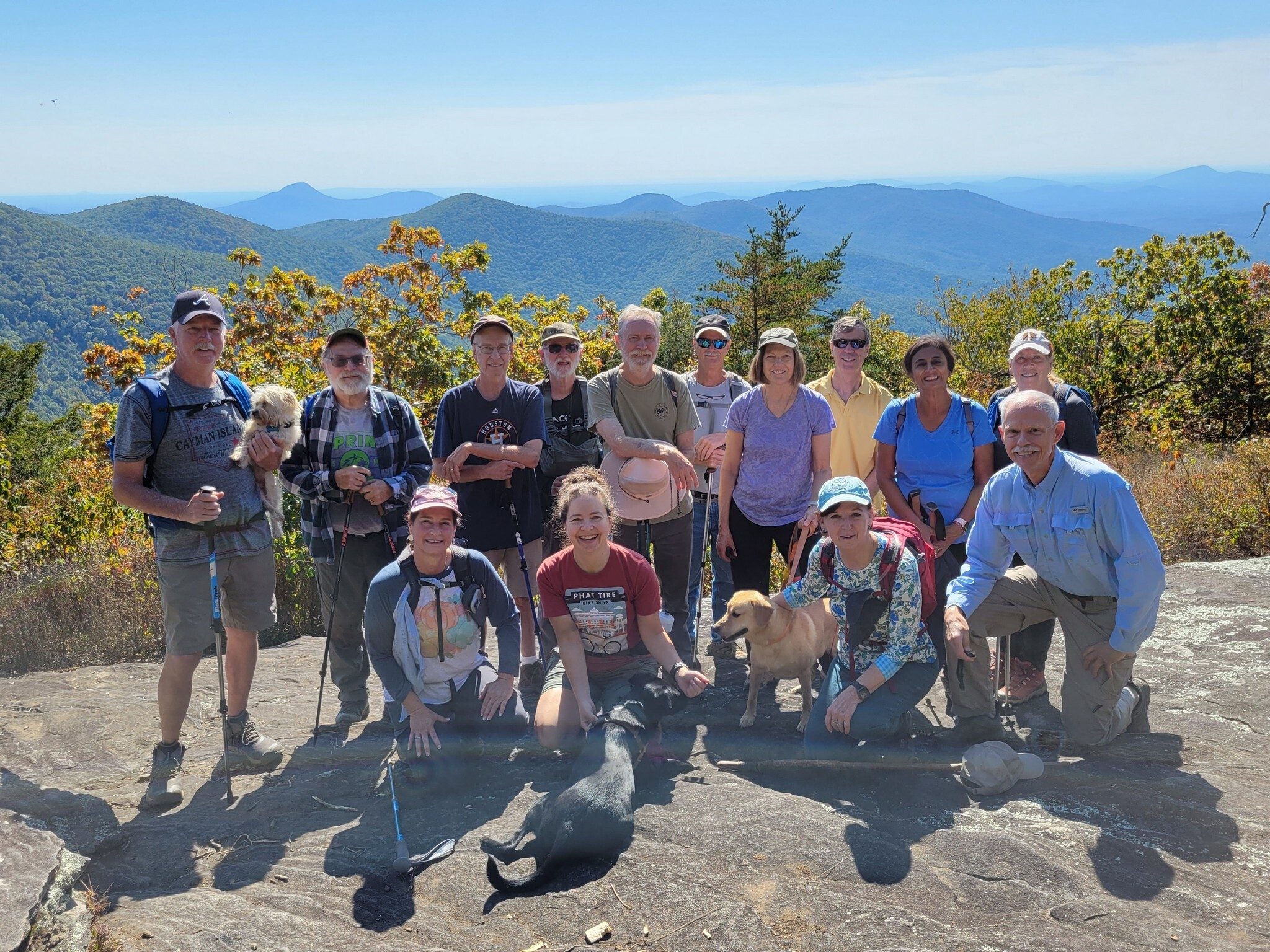 Today's hikers (L-R) Back: Ken & Cutie Pie, Jack, Edwin, Rich, Matt, Jim, Jane, Gerald, Gita & Lynn.  Front: Shelia, Heather &  Toby, Squirt & Jenny and Mike.
