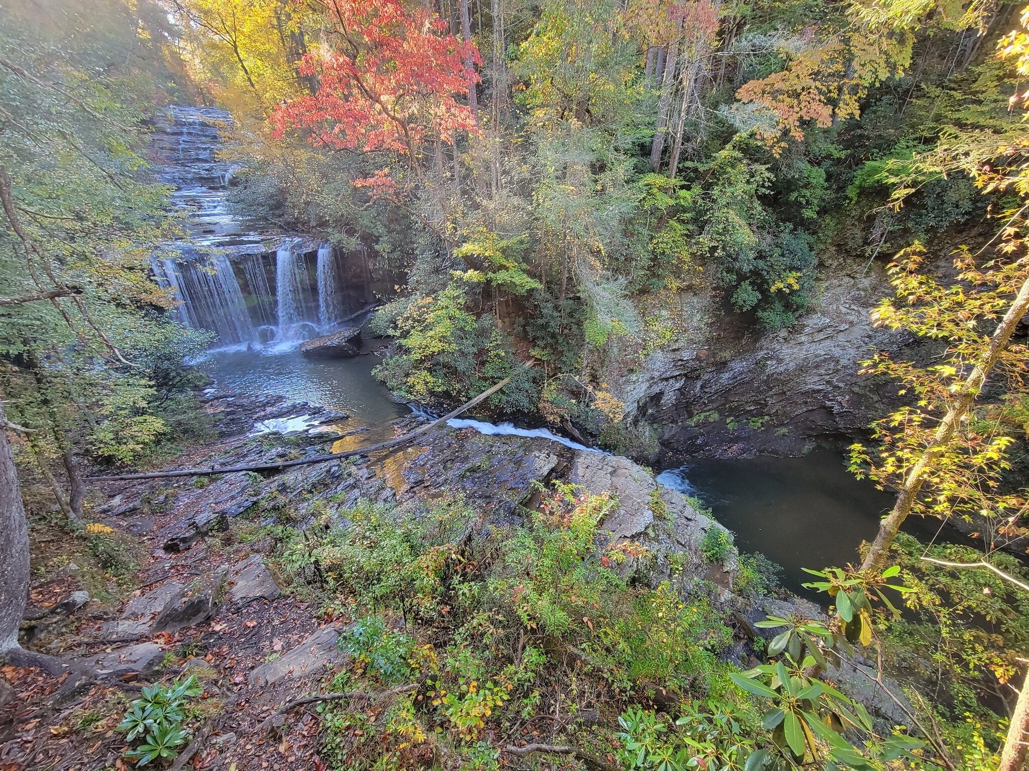 A view of the second and third tiers of Brasstown Falls with a nice swimming hole too!