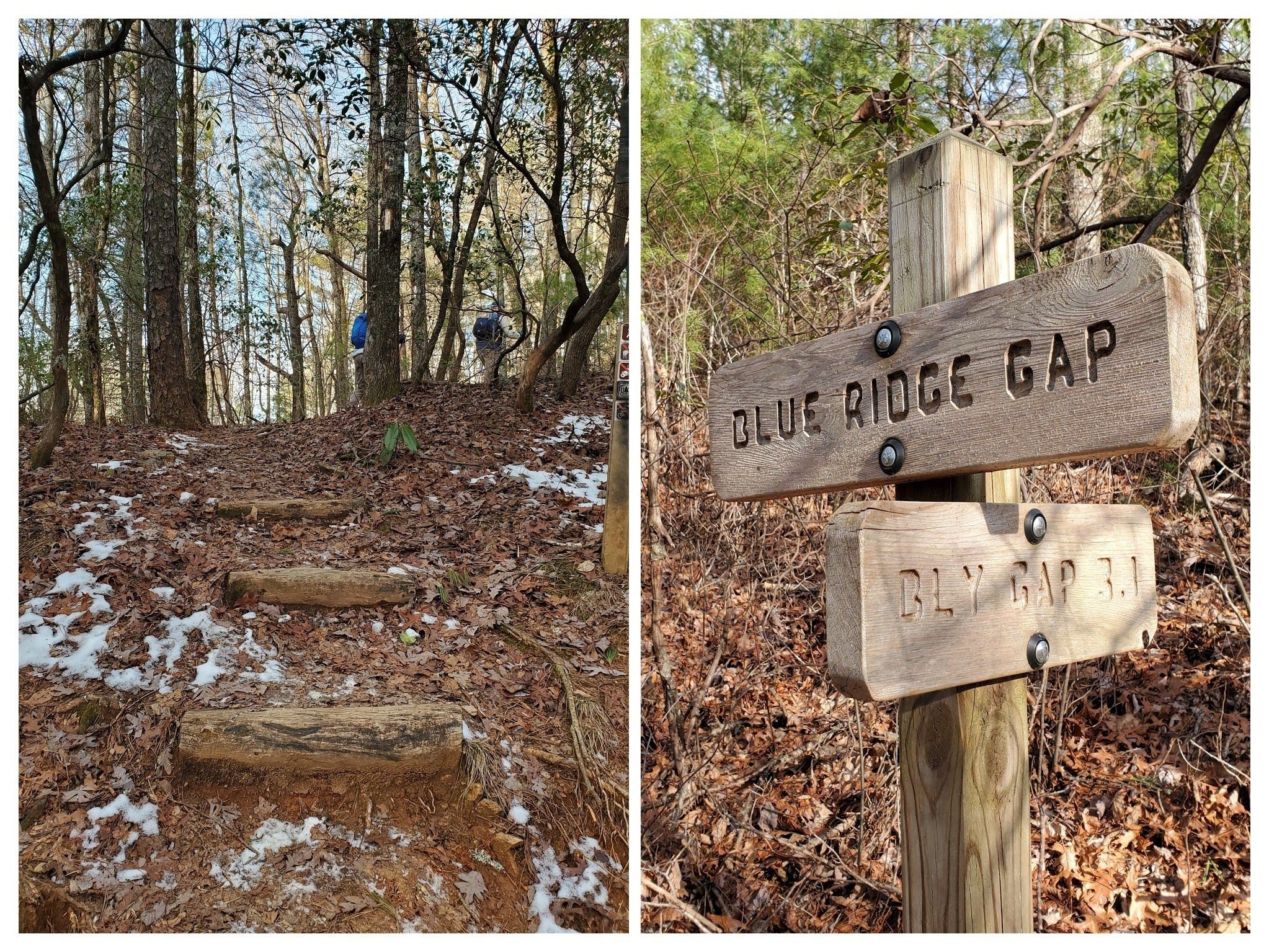 Heading up the steps at Blue Ridge Gap.