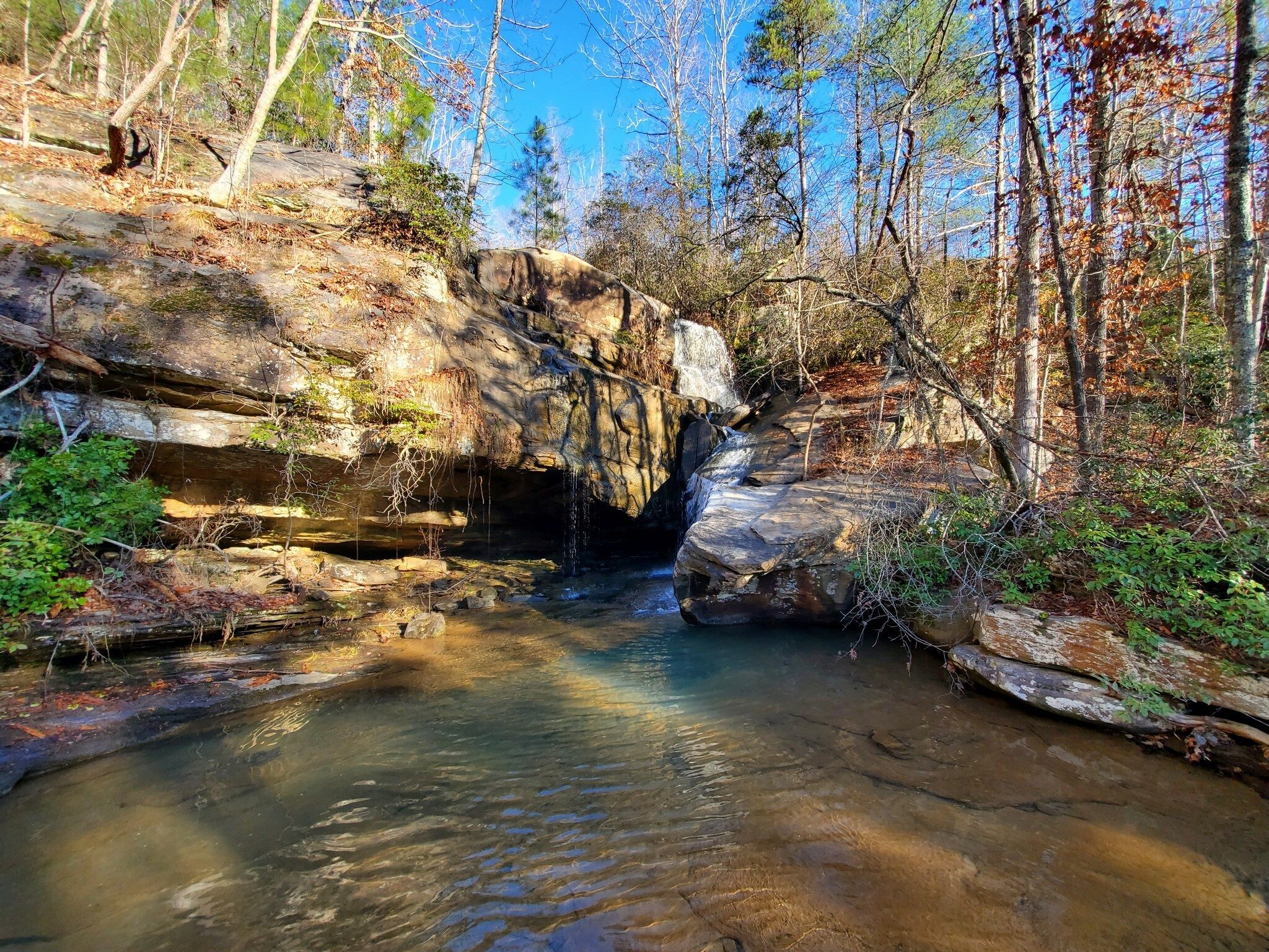 We found a path to the base of  the falls where there is a nice wading pool, but not today.