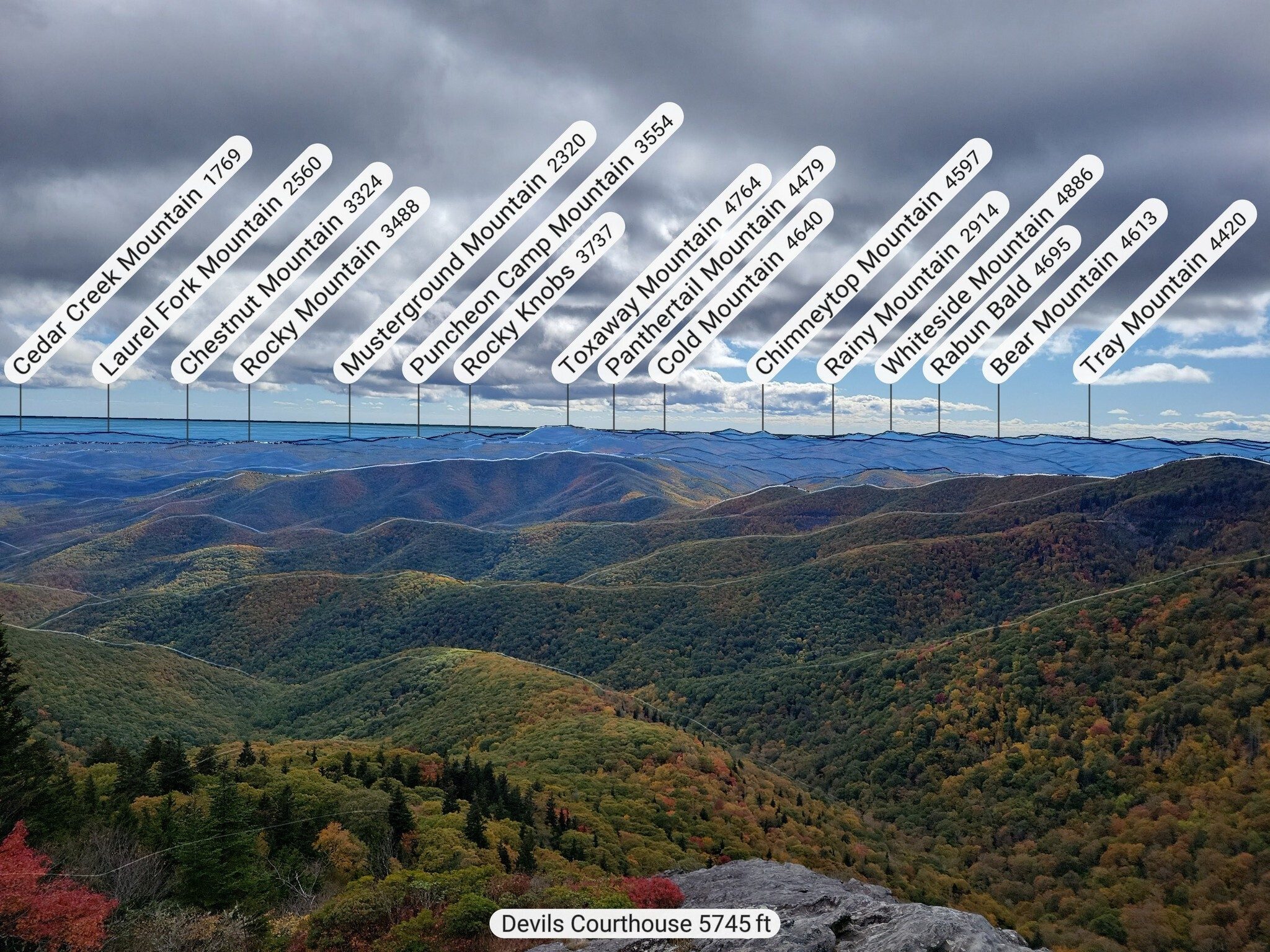 And here are some of those peaks that are visible on this extremely clear day.