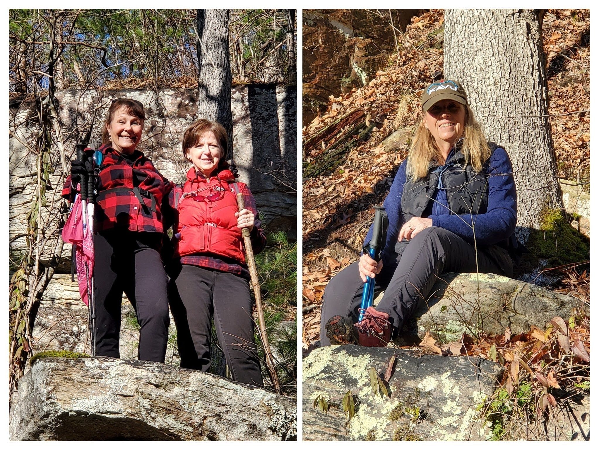 Renee & Jenny and Lynn taking a look at Big Leatherwood Falls from above the falls.