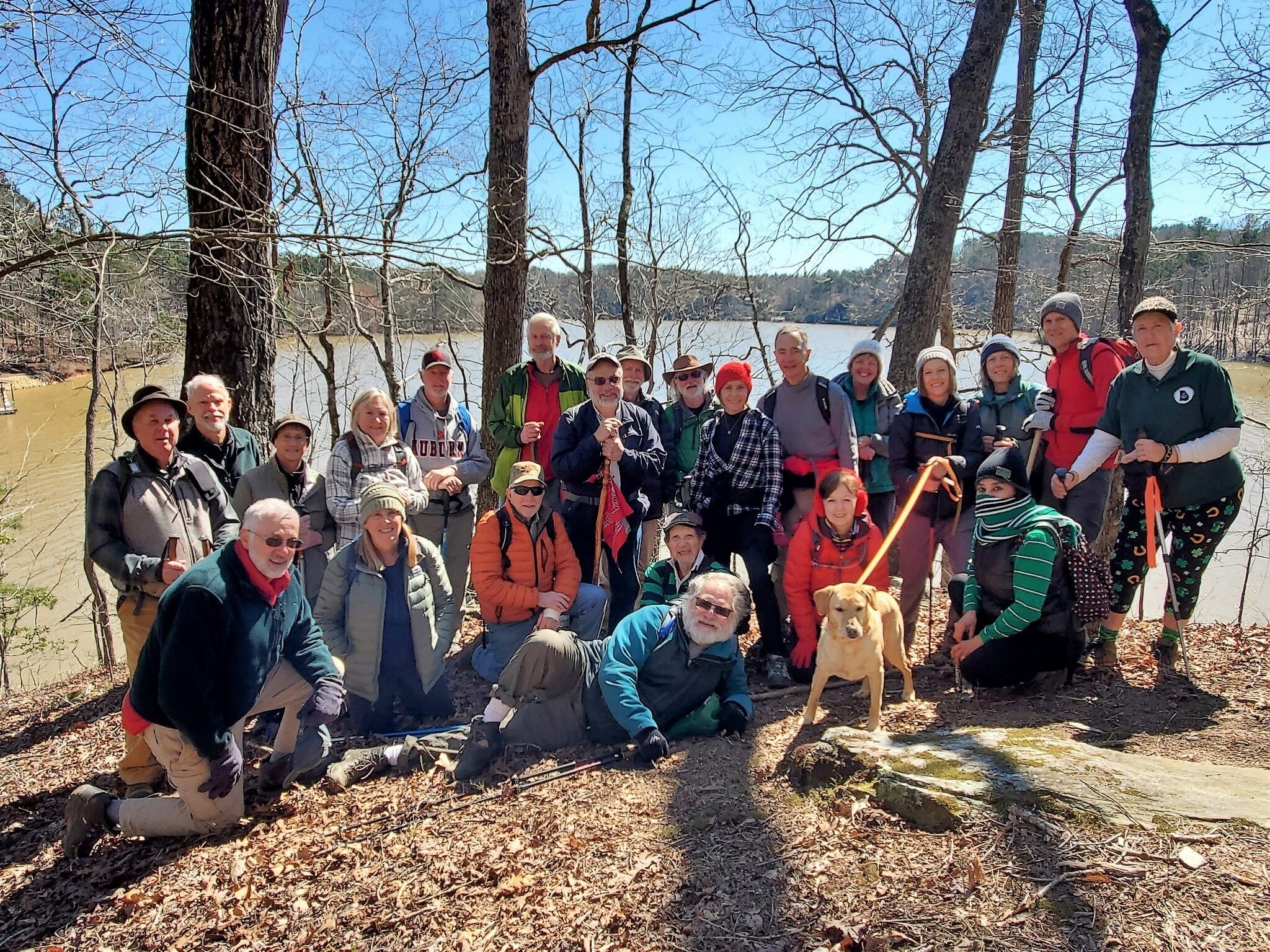 Todays Hikers (L-R) Back: John, Mike, Mary Lu, Angela, Ken, Dave, Gary, Matt, Rich, Beth, Charles, Londa, Jane, Terry, J.J. & Jeanne; Front: Ray, Lynn, Vick, Bruce, Jack, Jenny, Squirt &  Trushna.