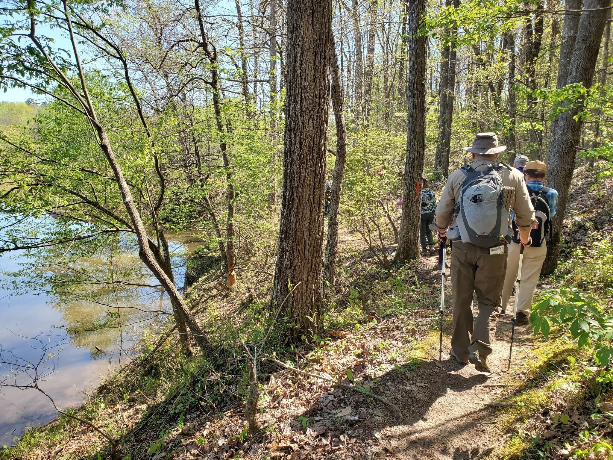 The trail goes around the lake/reservoir at the southern end of the loop.