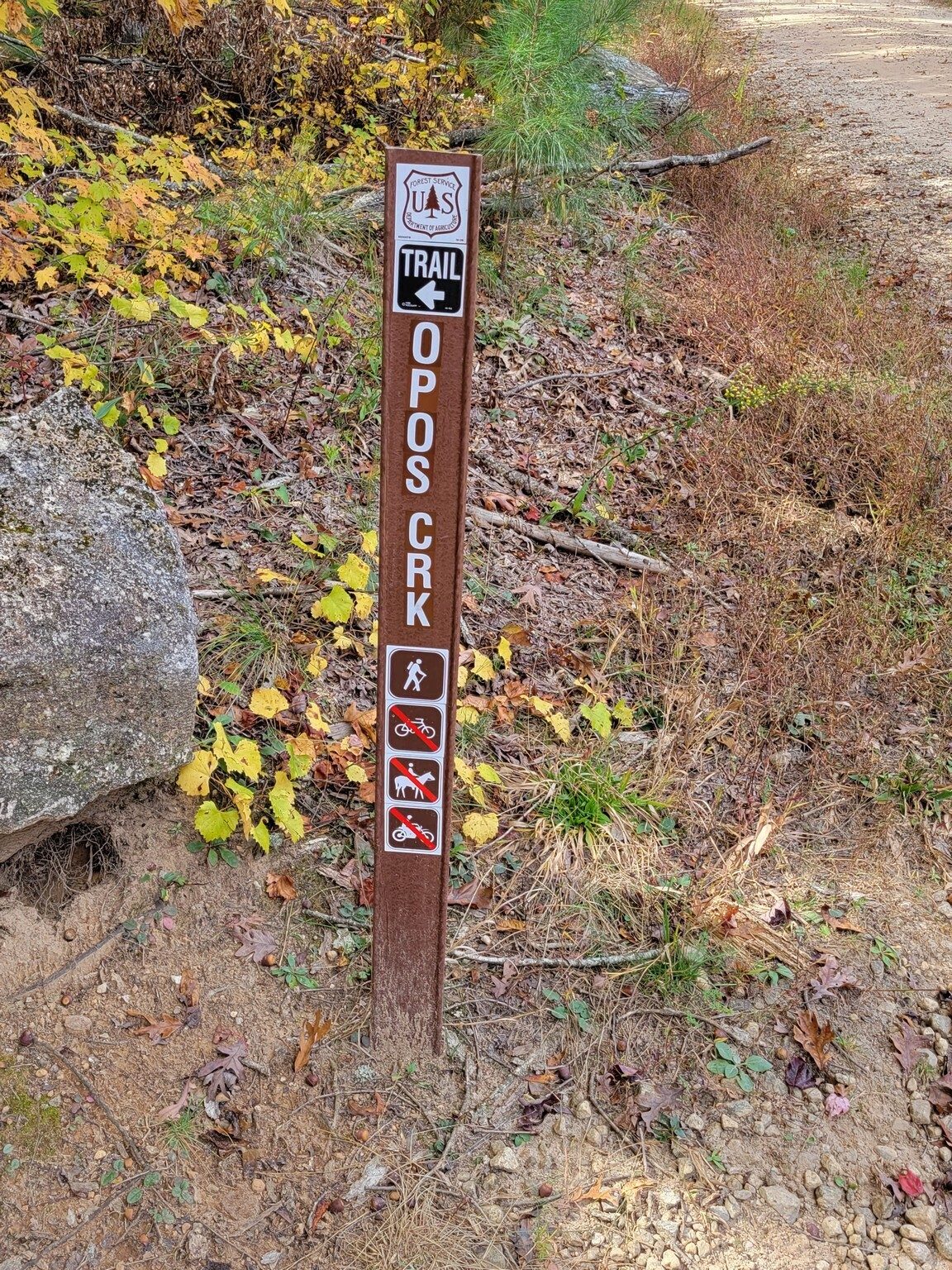 The trailhead is just back on the road from our parking area.