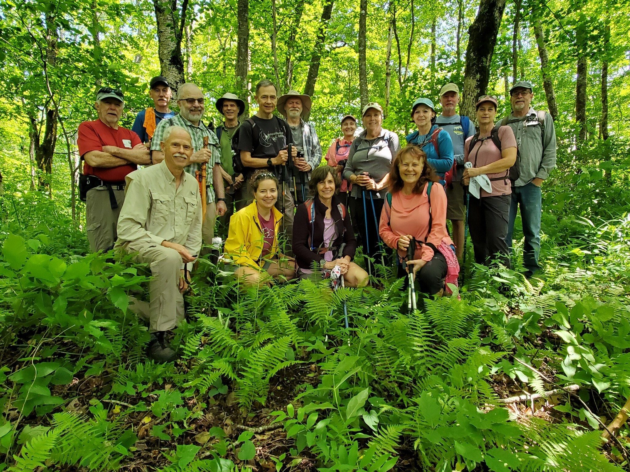 Today's hikers (L-R) Back: Vic, Don, Gary, Gerald, Charles, Matt, Terre, Lynn, Jenny, Ken, Shelia & Rex; Front: Mike, Heather,  Beth & Renee.
