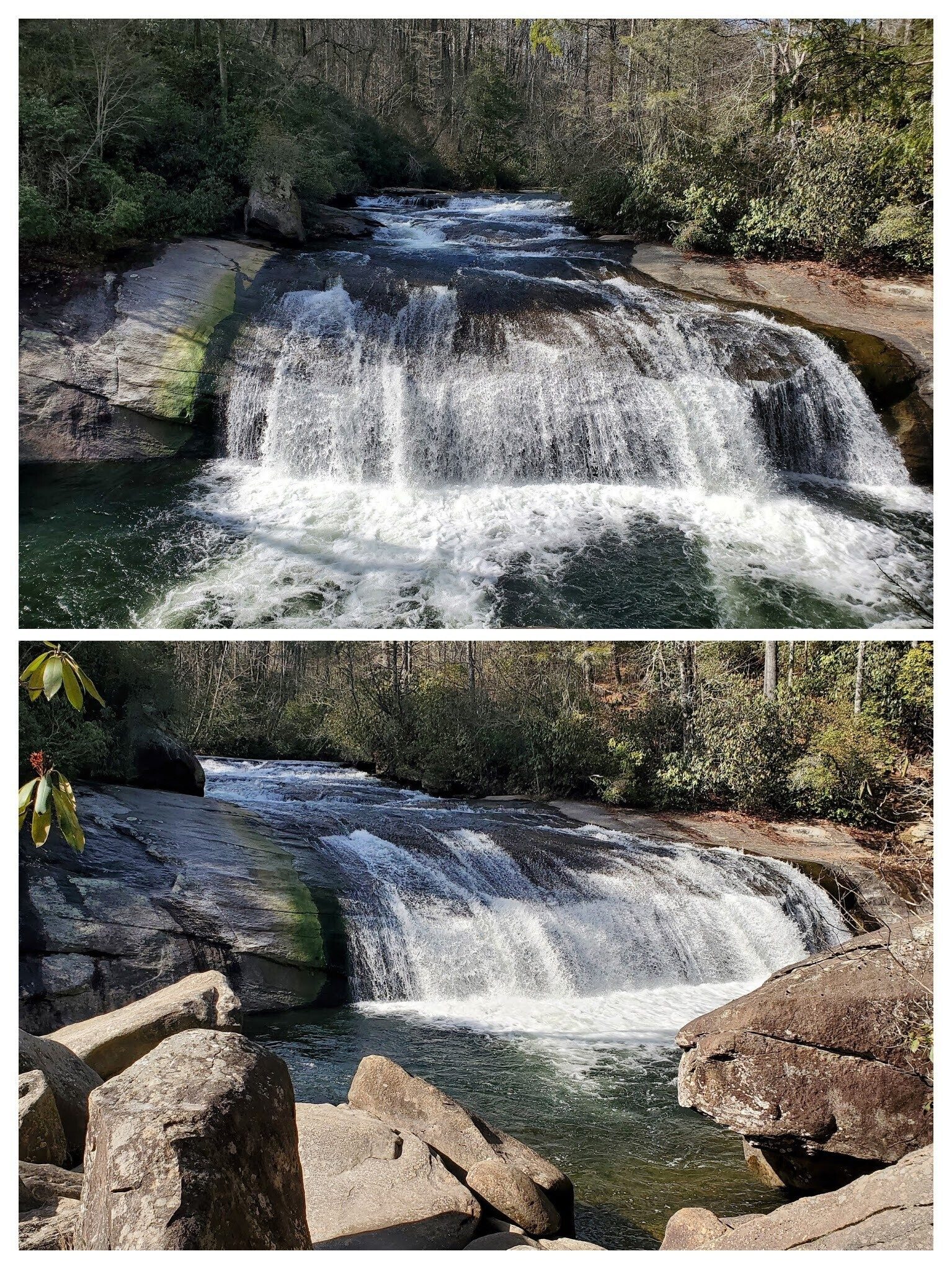 A couple of views of Turtleback Falls just above Rainbow Falls.