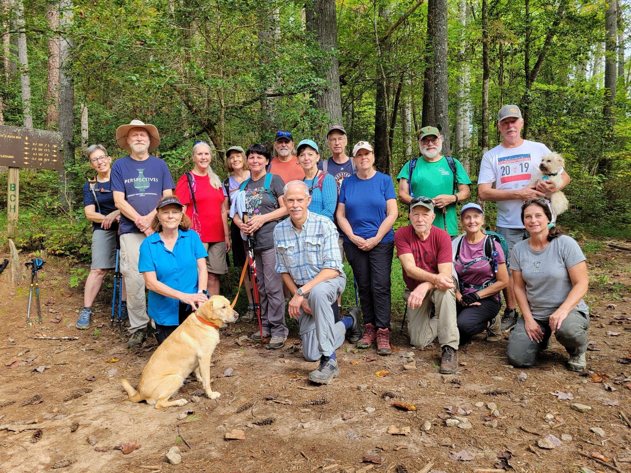 Today Hikers (L-R) Back: Michele, Matt, Betty, Jane, Lynn H., Phil, Jenny, Edwin, Lynn S., Jack, Ken & Cutie Pie; Front: Renee, Squirt, Mike, Vic, Terre & Shelia.