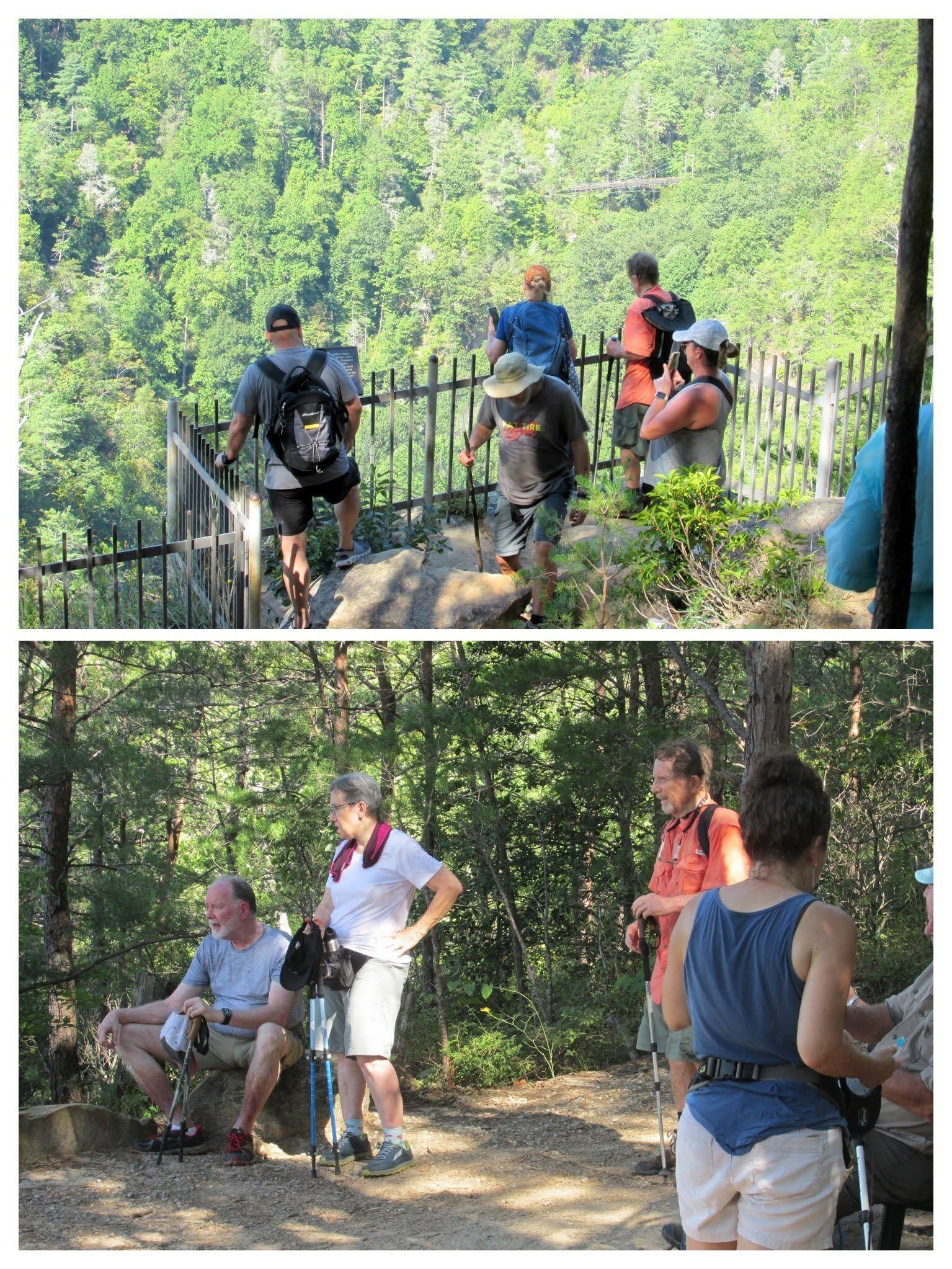 Checking the views and taking a break at Inspiration Point.  It was getting hot by this time.