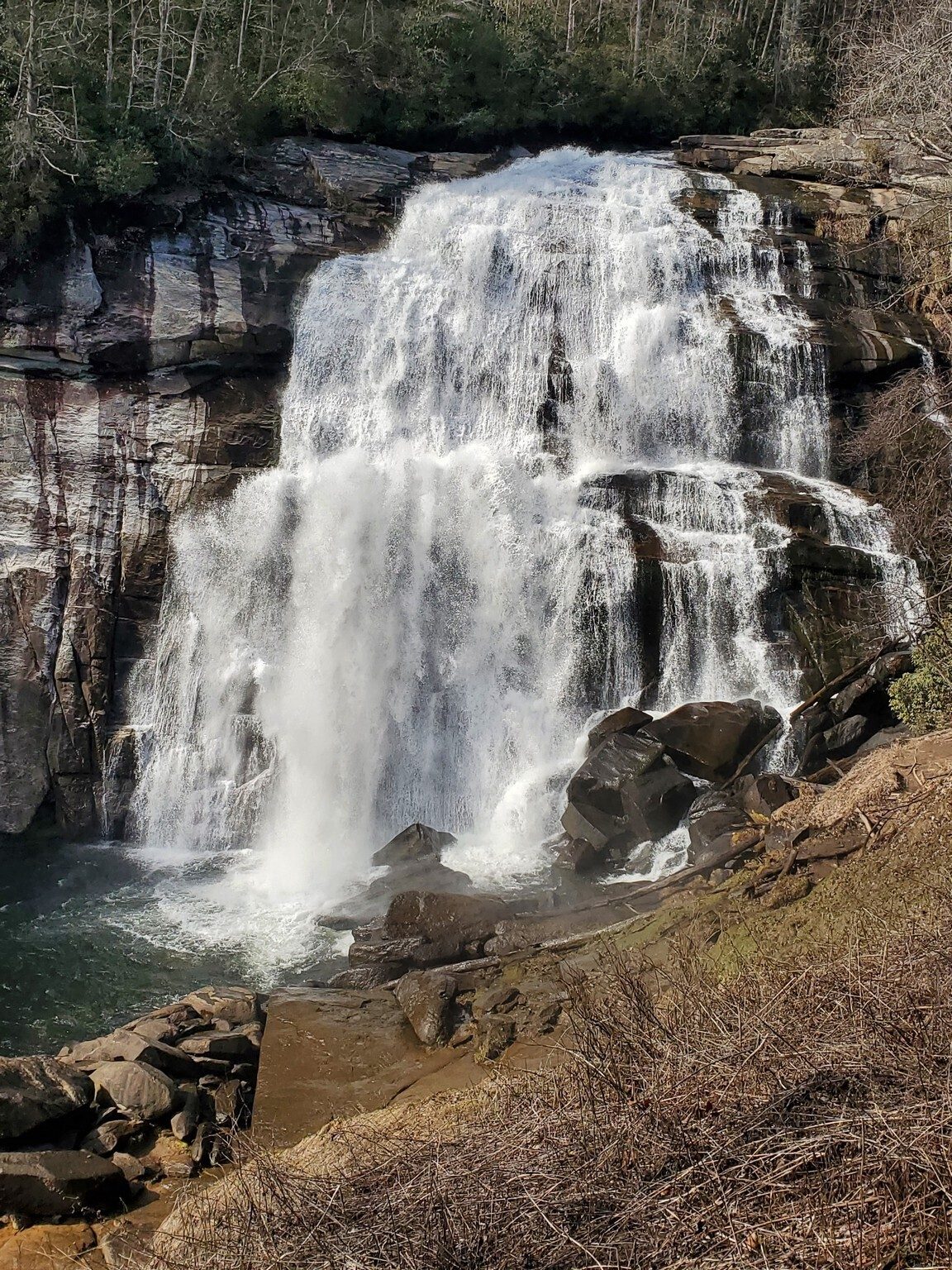 Rainbow Falls is really something to see.  No rainbow today, even with a blowing mist.