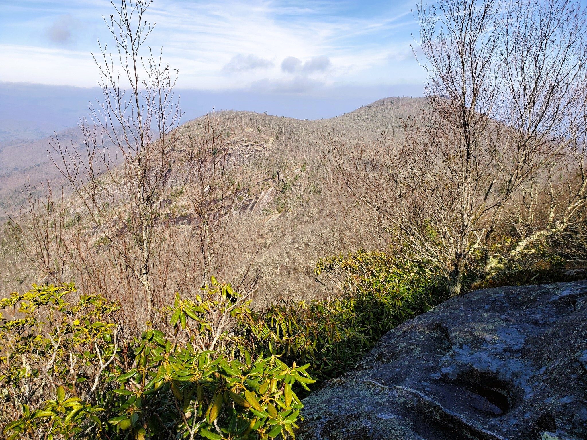 From Jones Knob, our next stops, Whiterock Mtn. on the left and Little Fishhawk on the  right.