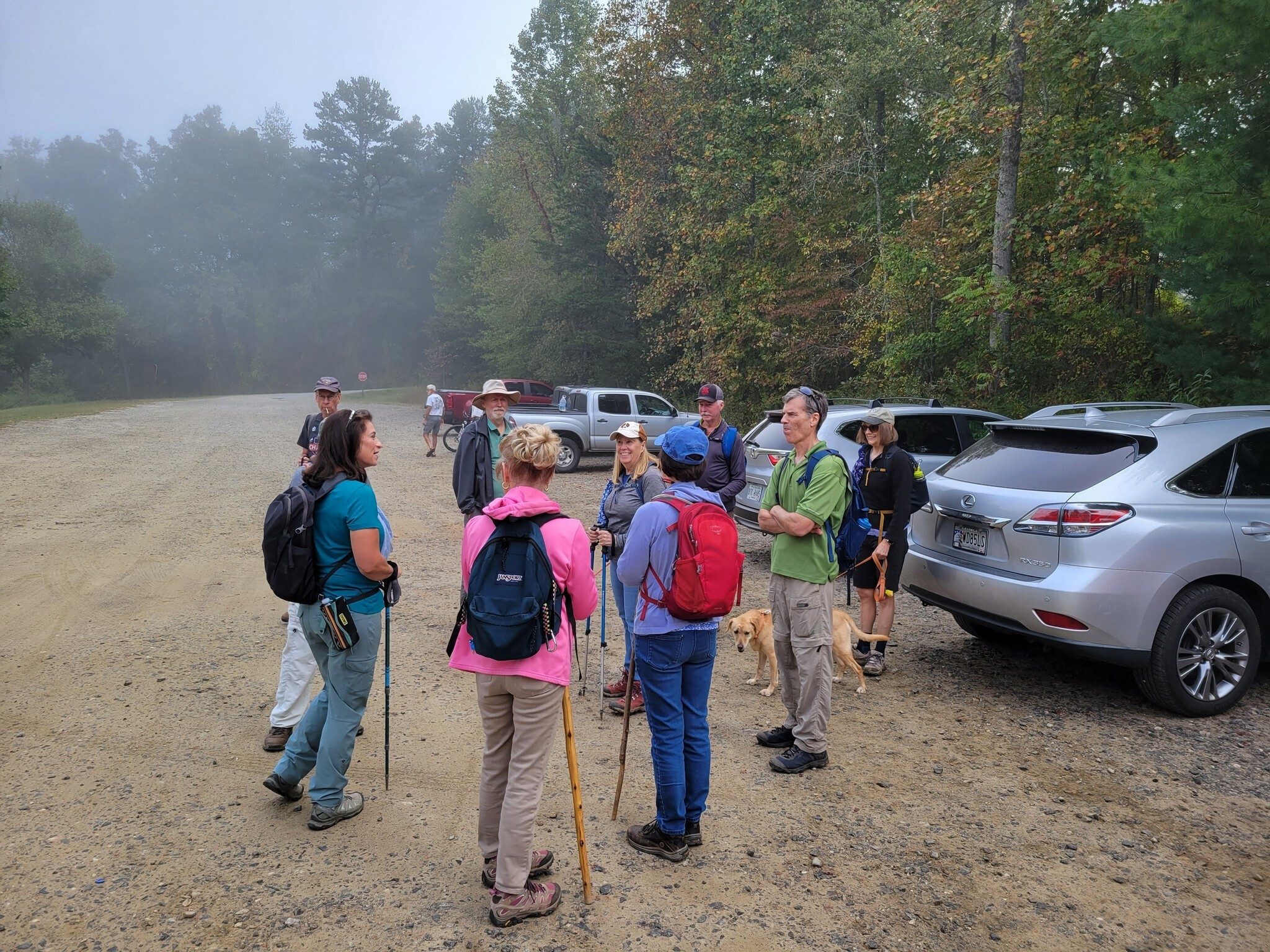 Just a tad bit of fog at the trailhead this morning.