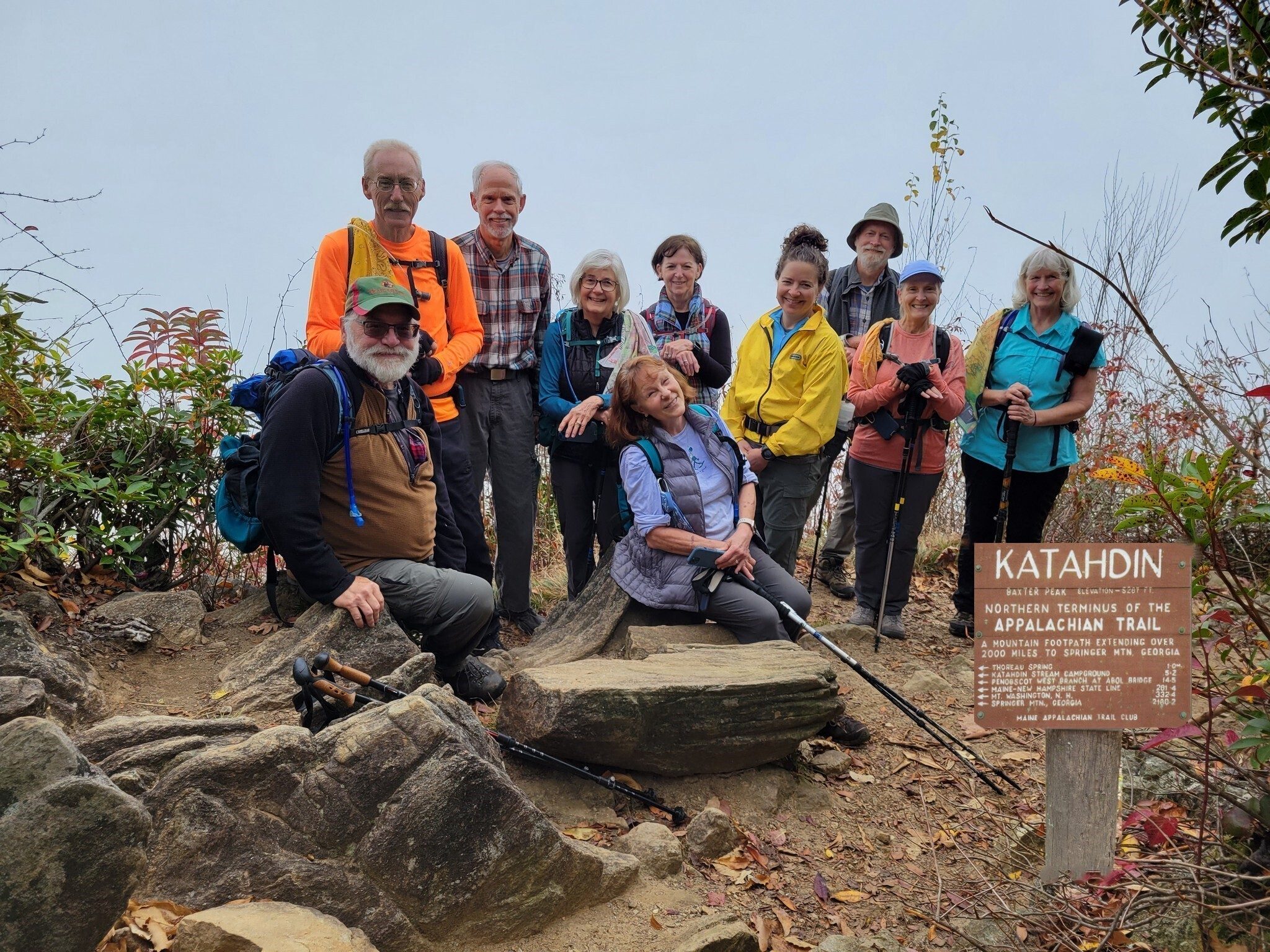Did we make a wrong turn ??? In their Halloween Hiker costumes (L-R): Jack, Don, Mike, Pam, Renee, Jenny, Heather, Matt & Terre.