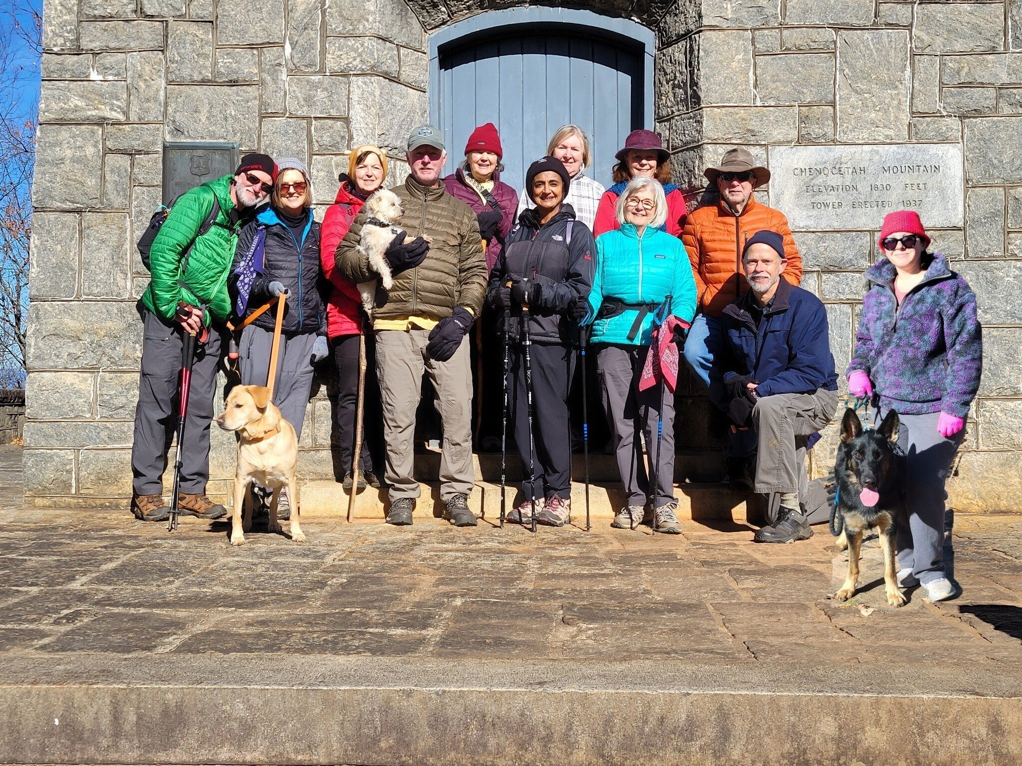 Today's Hikers (L-R): Rich, Squirt, Jane, Jenny, Cutie Pie, Ken, Alicia, Gita, Angela, Pam, Renee, Vic, Mike, Tank & Priscilla.  Not shown: Stephanie