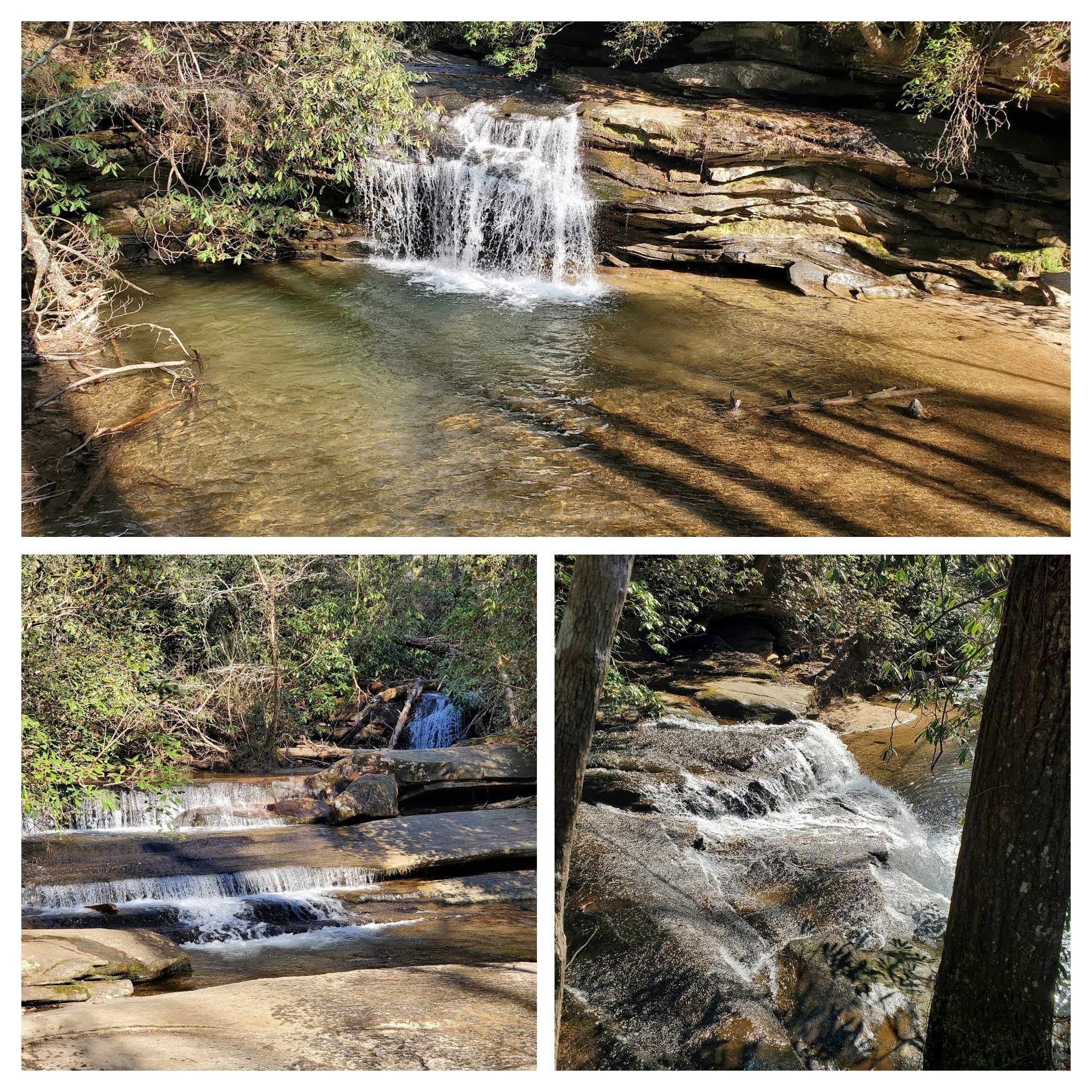 Lots of cascades and Carrick Falls (top) along the first section of the hike.