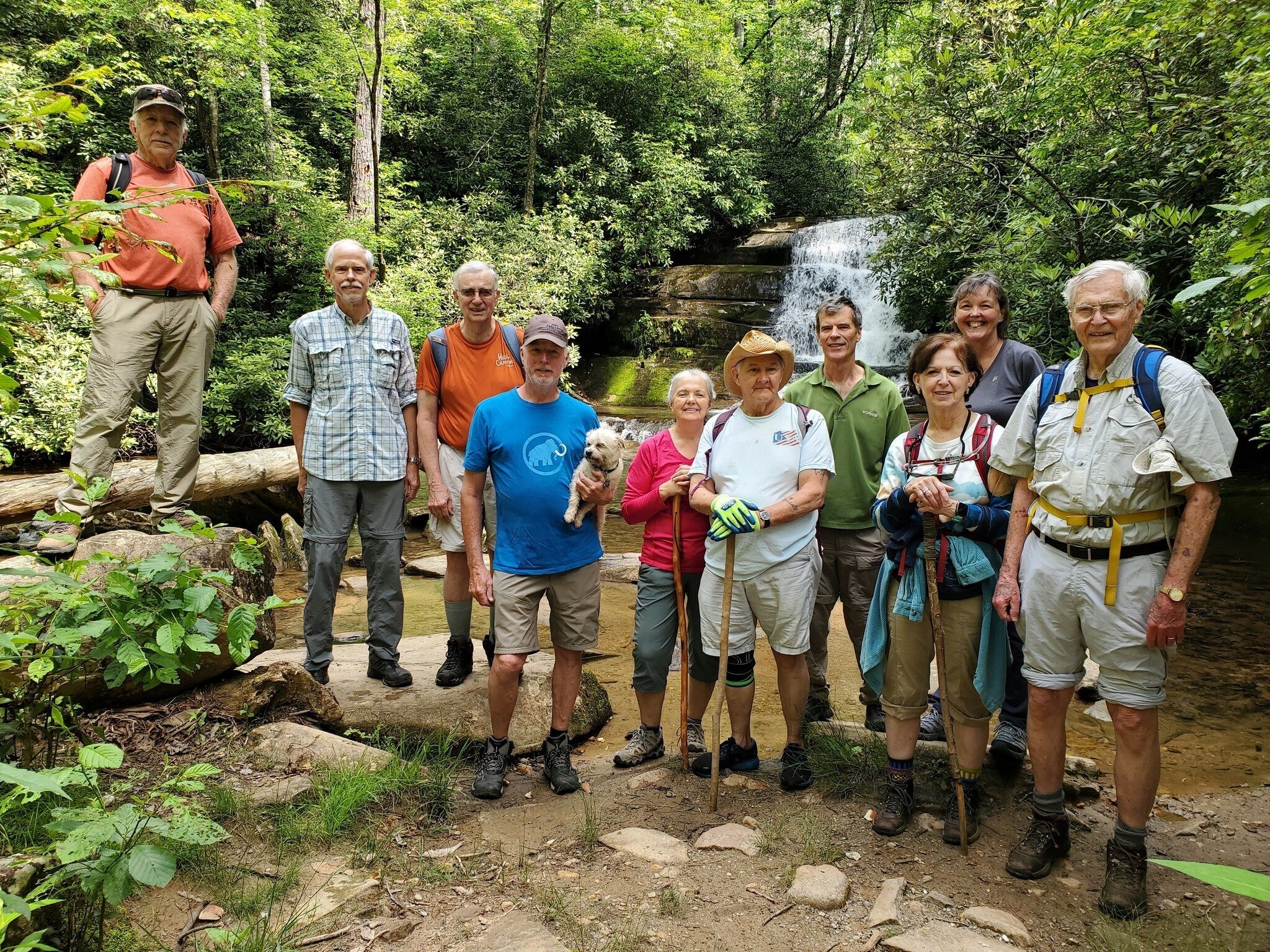 Today's hikers (L-R): Vic, Mike, Ray, Ken, Cutie Pie, Alicia, Terry, Gerald, Jenny, Londa, & Dick.