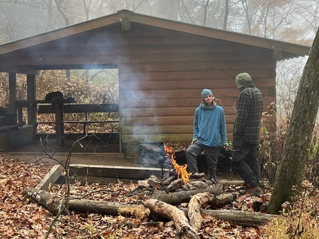 They were heading north to Katahdin at 4-6 miles per day, still having breakfast at 12:15 PM and not worried about any cold weather or snow . . . "We'll just hunker down" they said. . . really???...