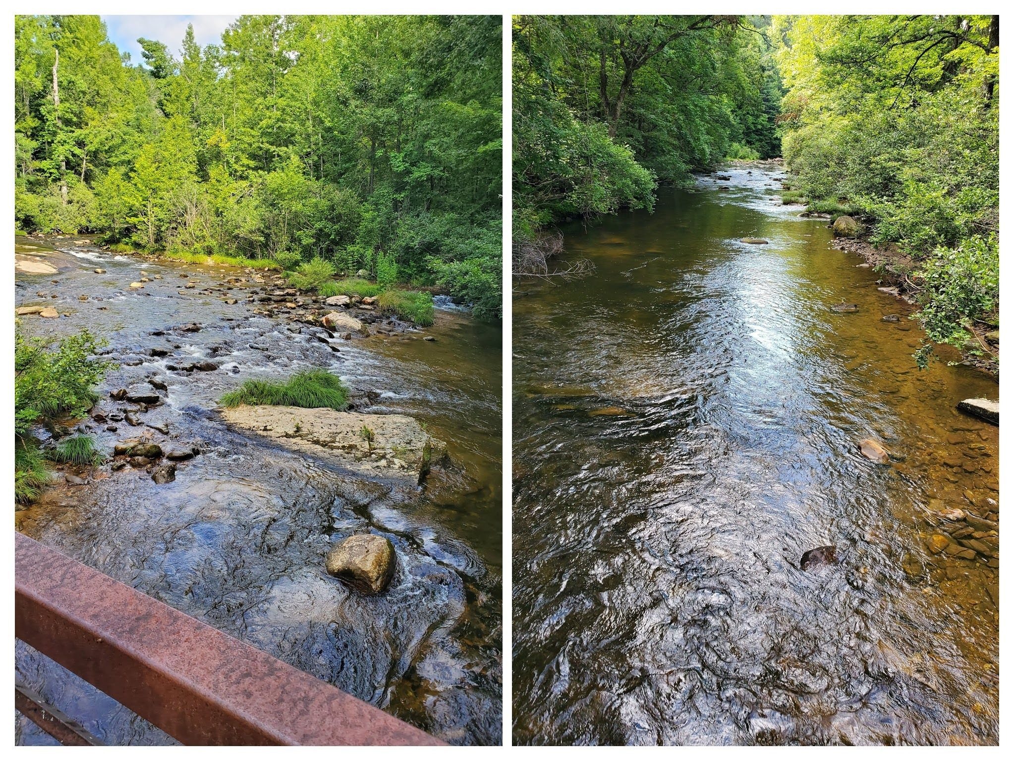 The Whitewater River is rather tame as we cross over it.