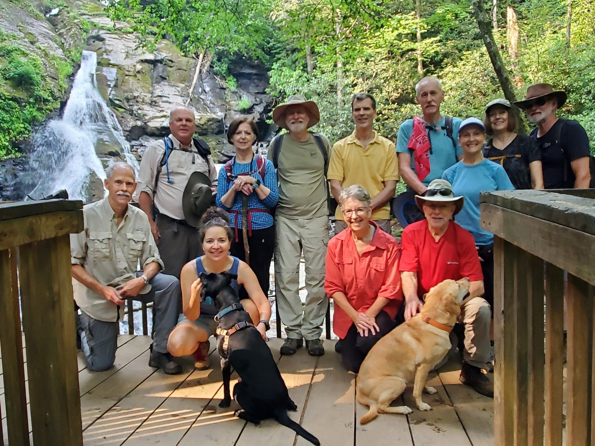 Today's Hikers (L-R) Back: John, Jenny, Matt, Gerald, Don, Terry, Jane & Rich; Front: Mike, Heather with Toby, Colleen and Vic with Squirt.