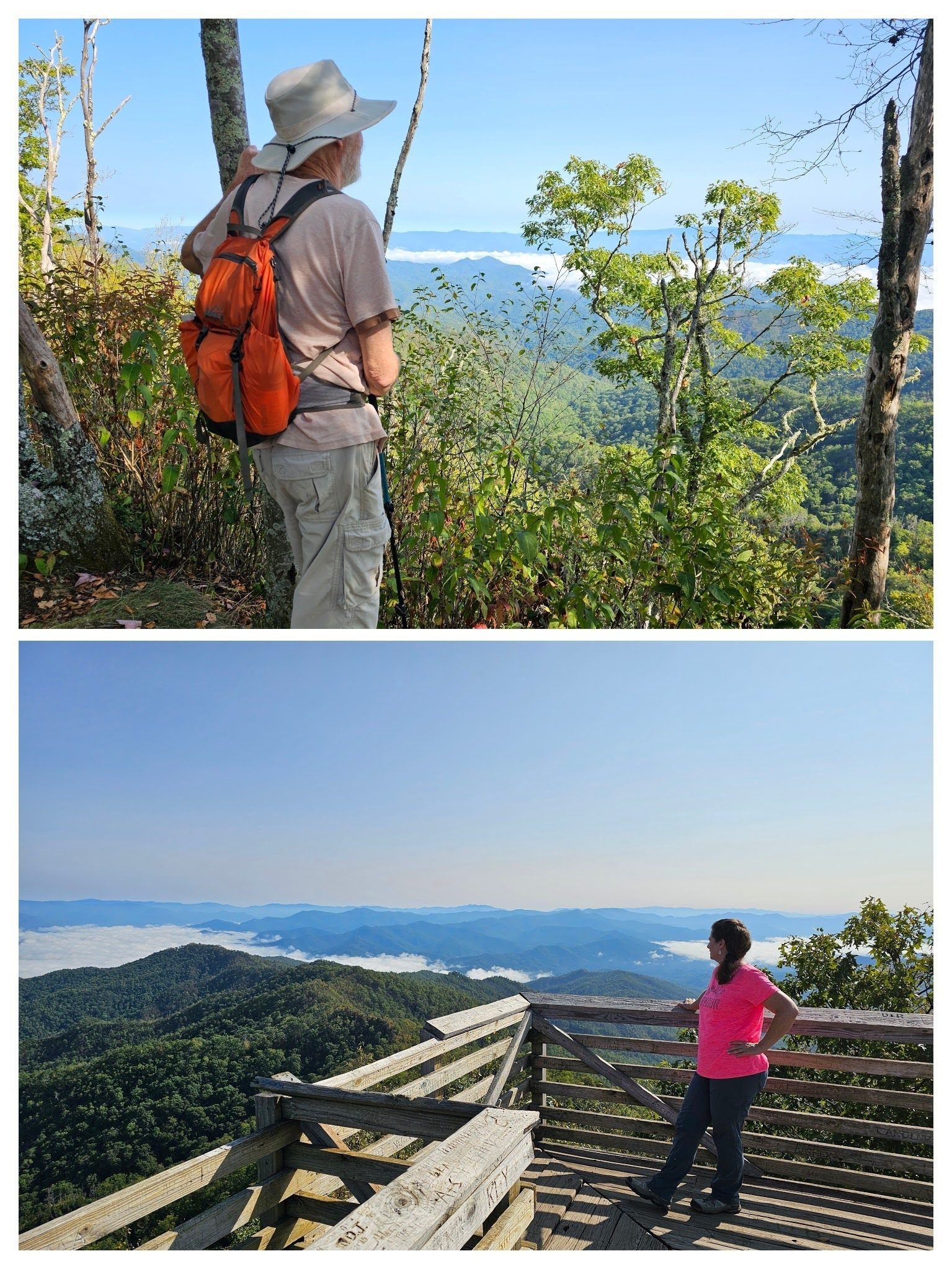 Matt & Shelia enjoying some of the views from beneath and on the fire tower.