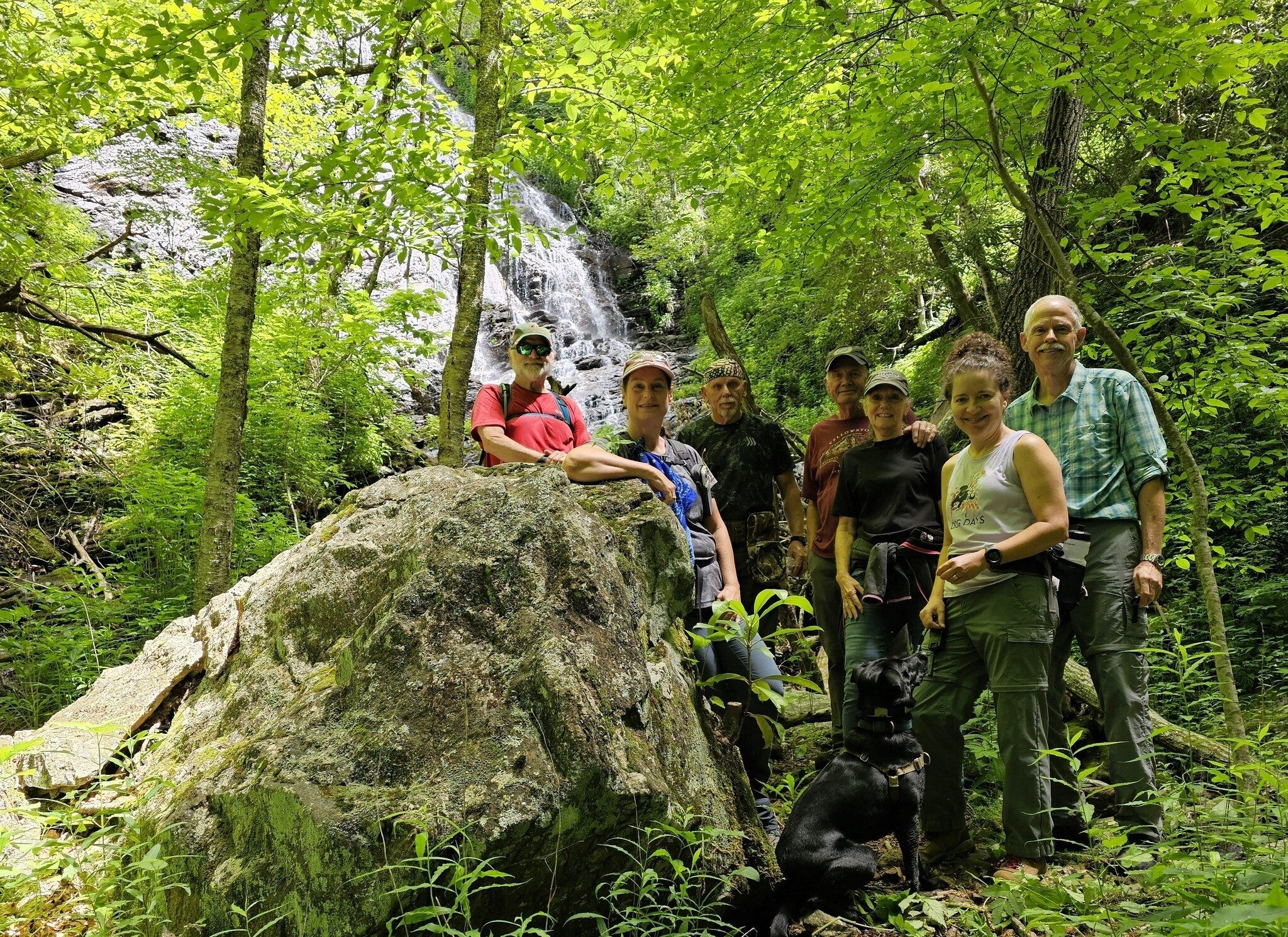Today's hikers (L-R): Jack, Shelia, Roger, Ken, Claudia, Heather with Toby & Mike