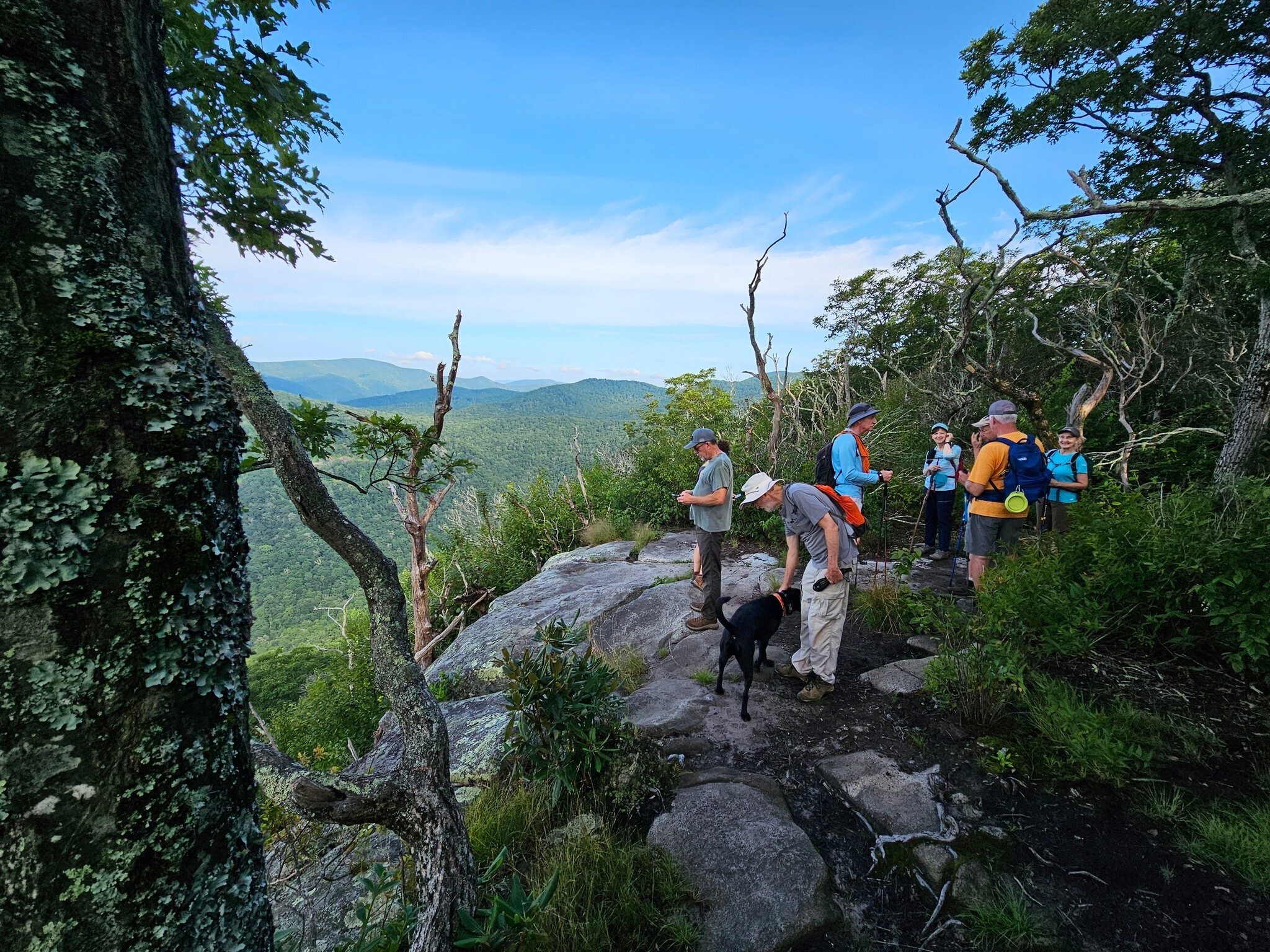 Everyone enjoying the relatively cool morning on this first westerly overlook.