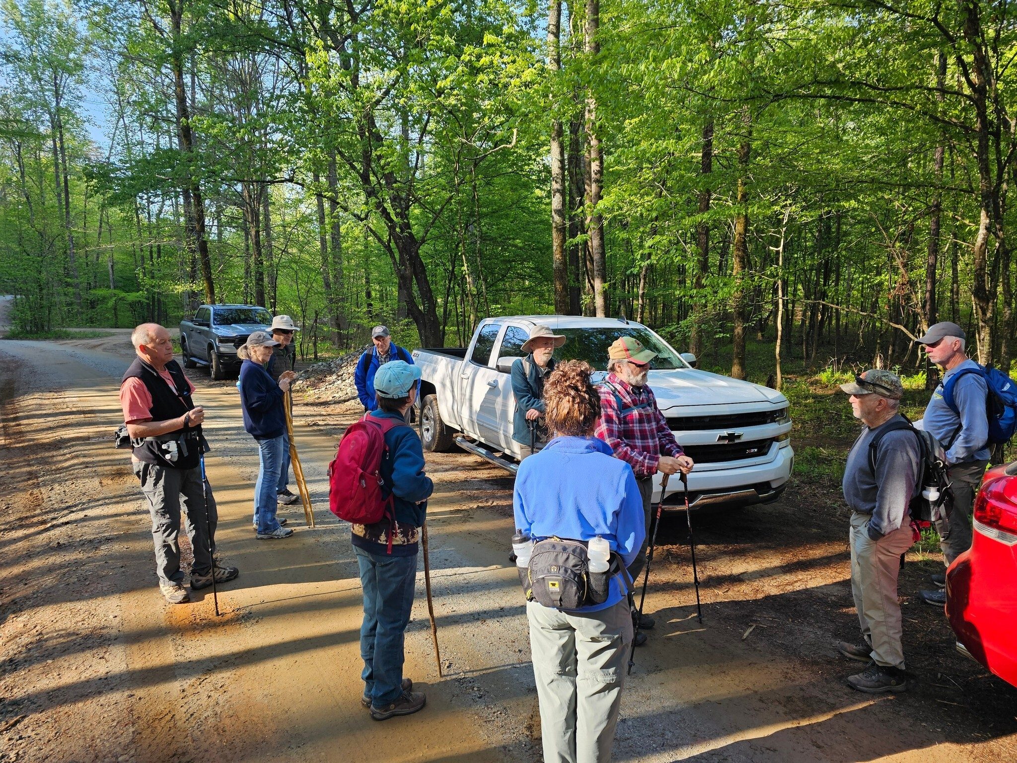Jack has a story to tell at the trailhead.