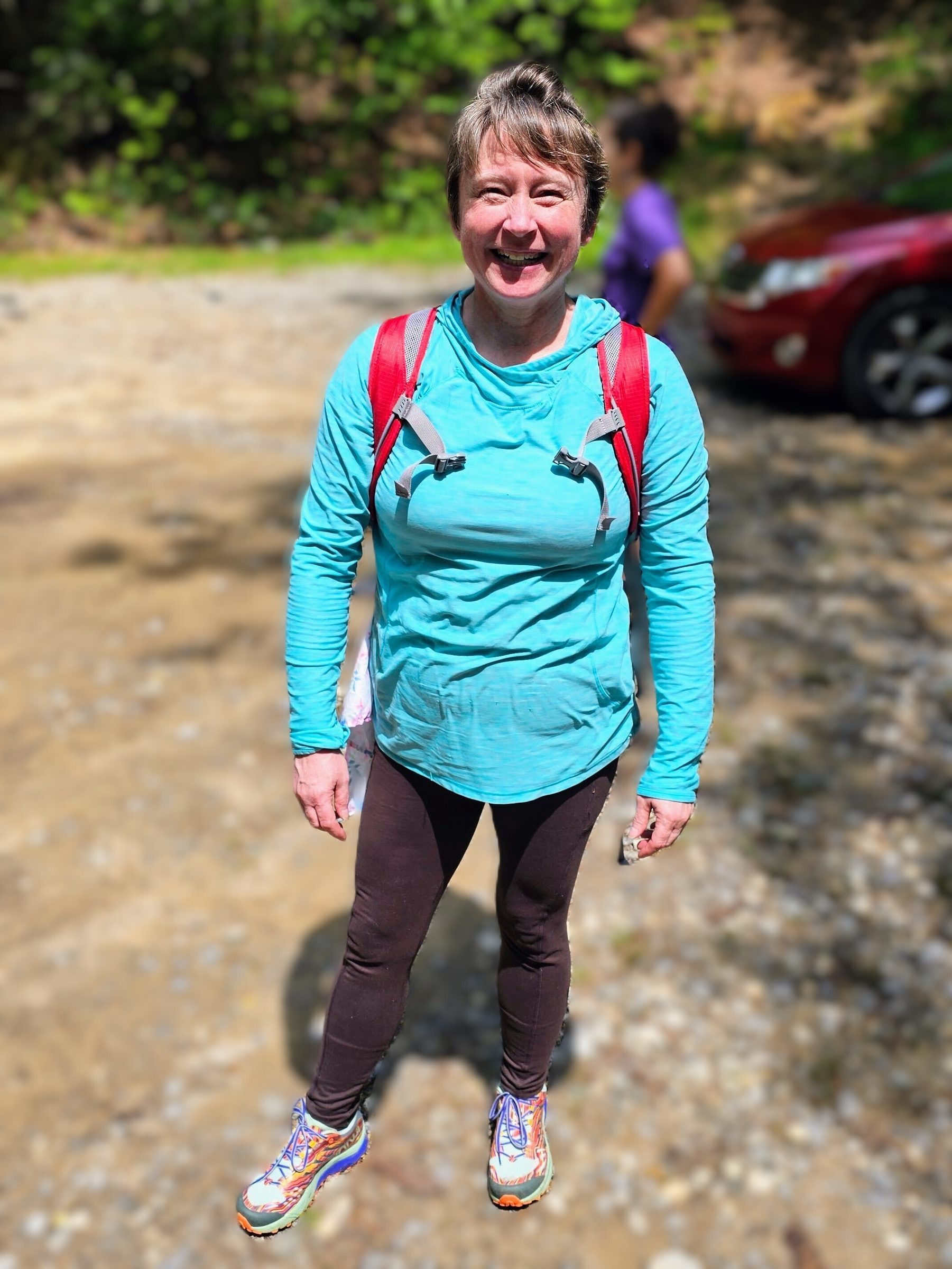 You've got to love Bobbie's new hiking shoes.