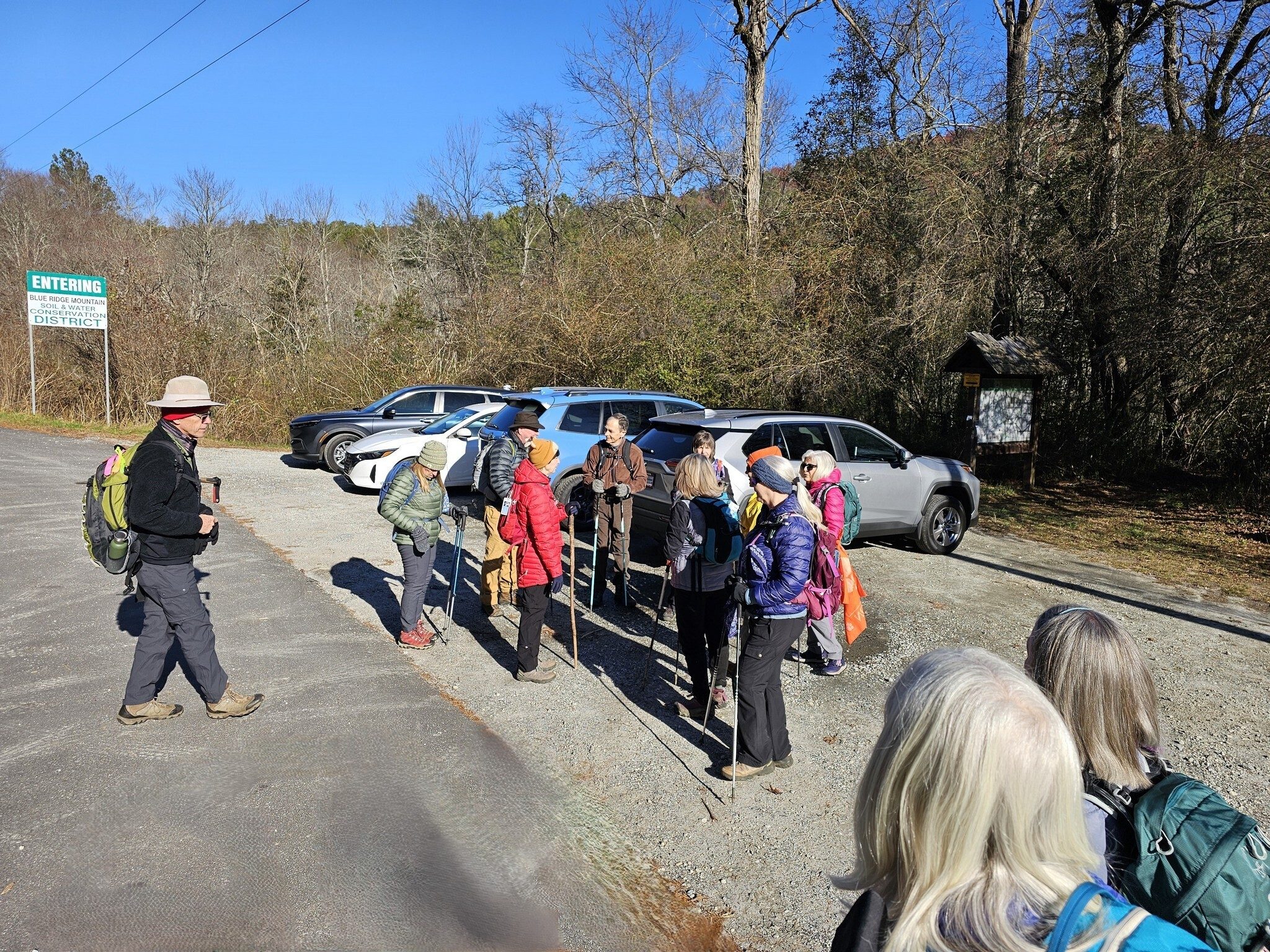 Getting ready at parking near the trailhead.