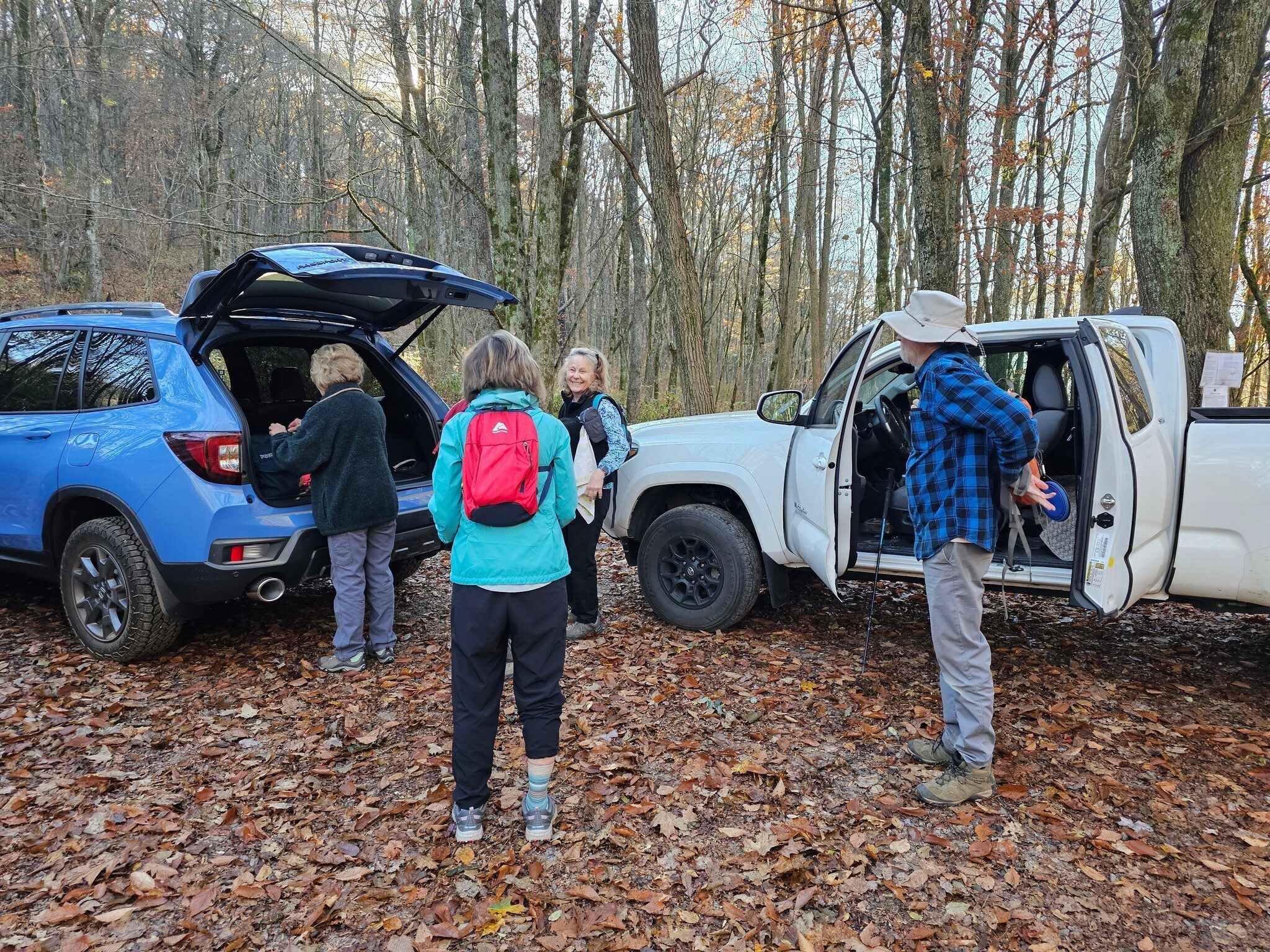 At the Deep Gap trailhead getting ready to hike.