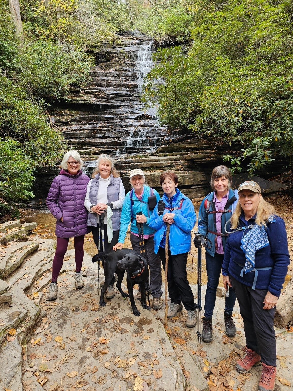 At Panther Falls. Our lady hikers . . . and they are all still smiling.