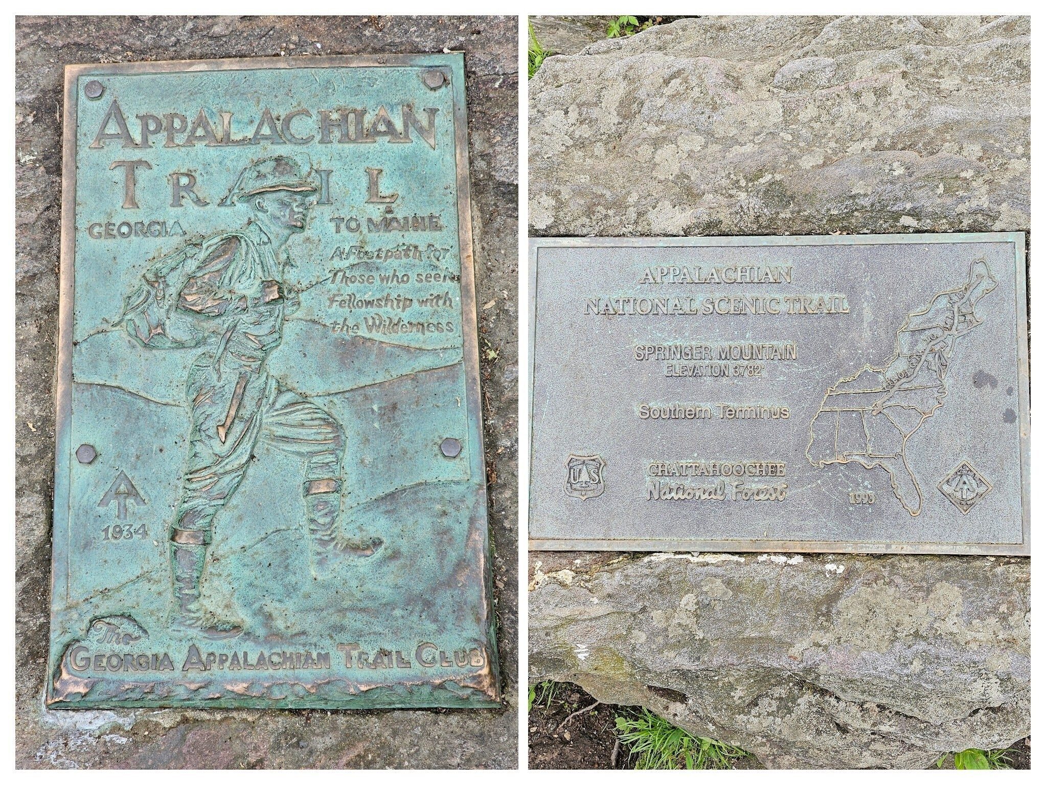 Plaques at the southern terminus/start of the Appalachian Trail.