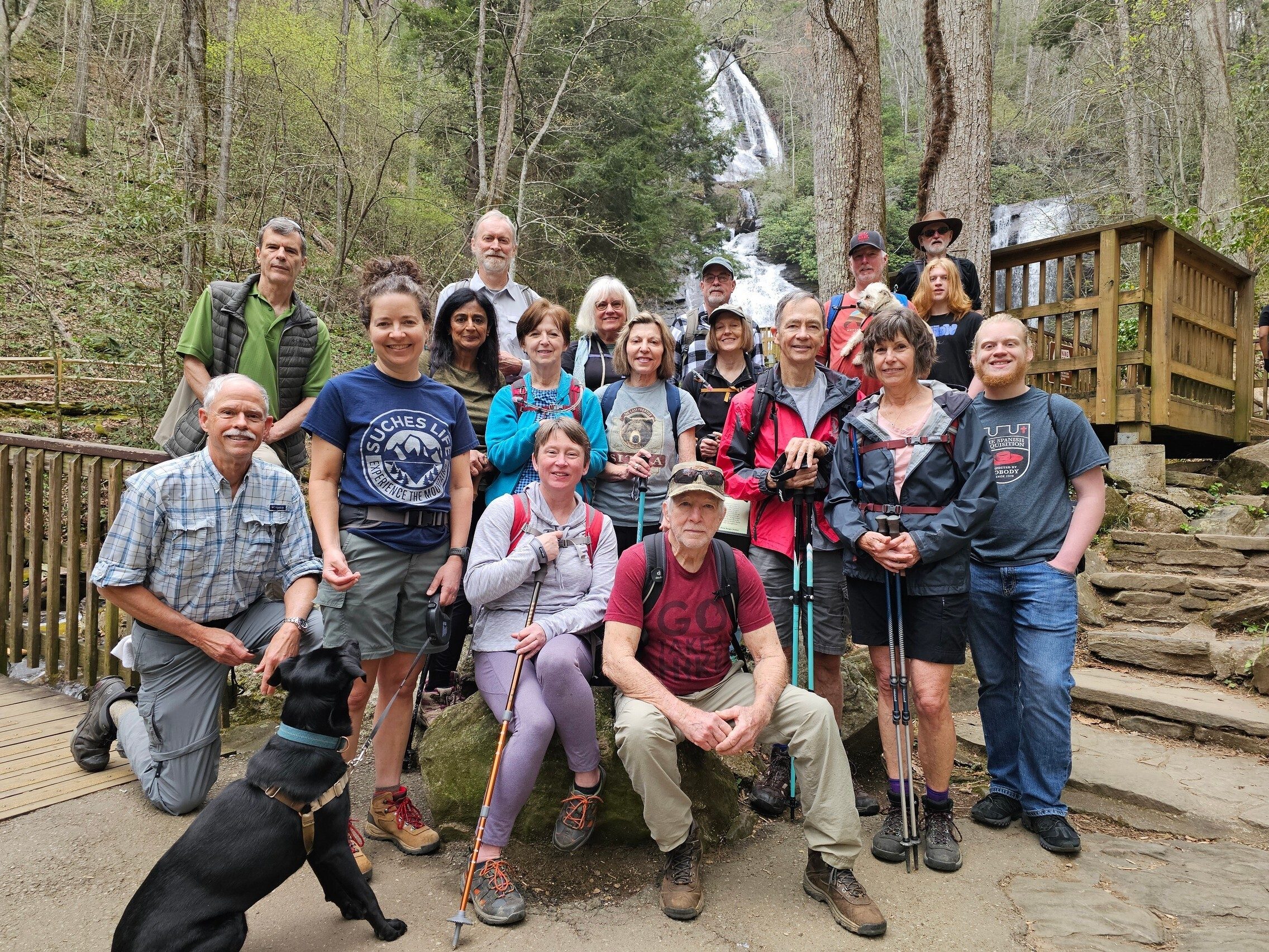 Today's hikers (L-R) Back: Gerald, Gita, Matt, Jenny, Stephanie, Allyson, Rex, Jane, Charles, Beth, Ken & Cutie Pie, Rich & Squirt, Ryland & Jaden; Front: Mike, Heather & Toby, Bobbie, Vic & Beth.