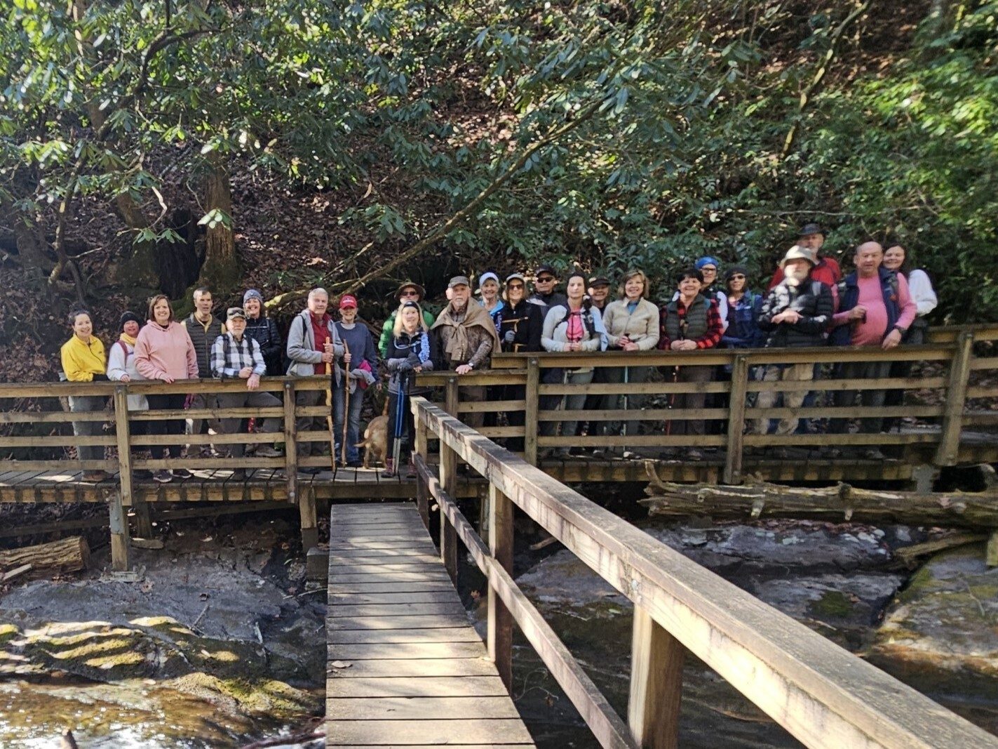 A big group of 25 hikers today.   Photo by Terre Pratt.  Cannot fit all hiker's names into caption . . . sorry! mb