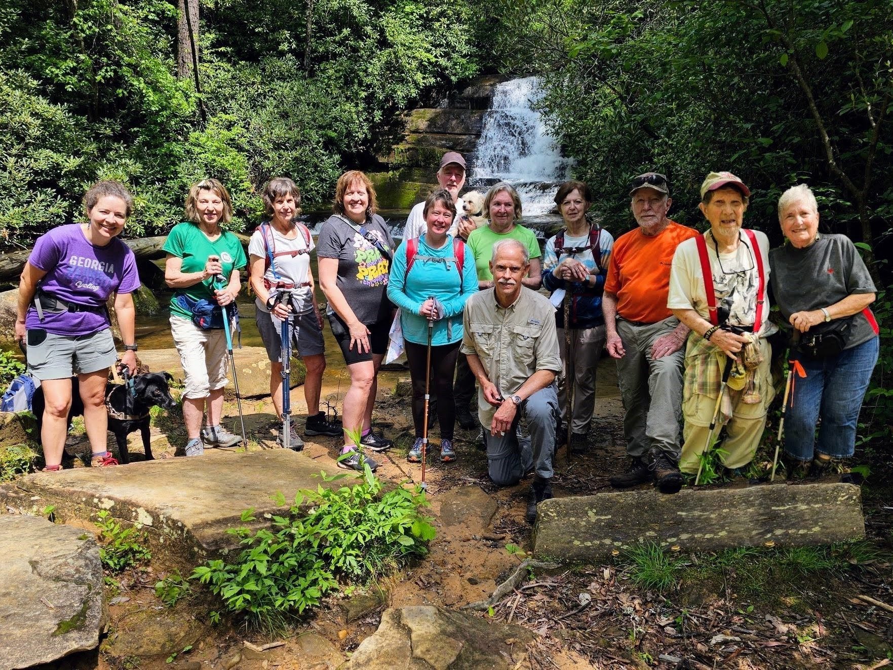 Today's Hikers (L-R): Heather with Toby, Allyson, Beth, Cindy, Bobbie, Ken with Cutie Pie, Angela, Mike, Jenny, Vic, Bruce  & Jeanne