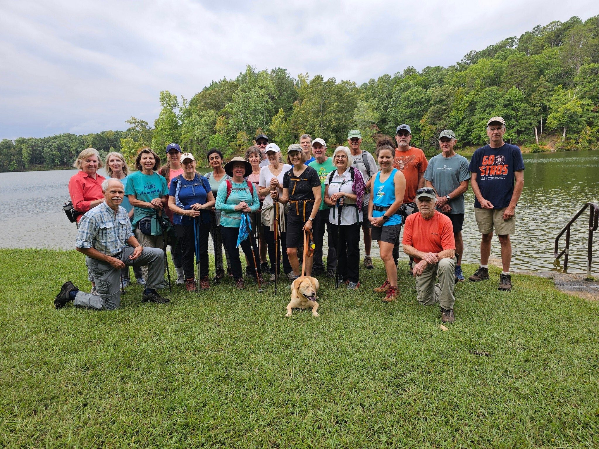 Today's Hikers (L-R) Back: Angela, Debbie, Jessica, Gita, Beth, Rich, Claudia, Gerald, Ken, Jim, Rex, Carey & Edwin; Front: Mike, Allyson, Lynn, Bobbie, Jane & Squirt, Pam, Heather & Vic.