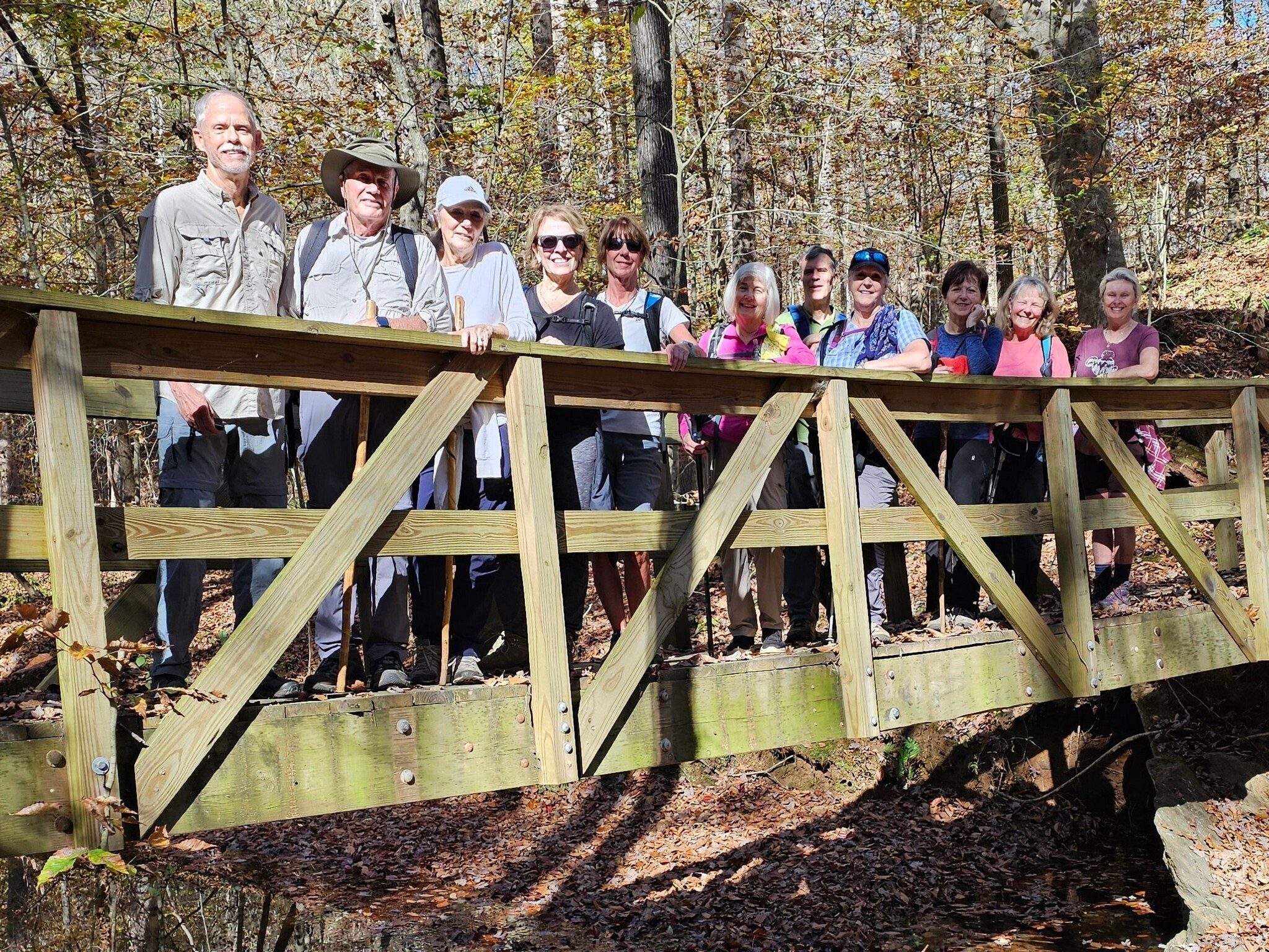 Today's Hikers (L-R): Mike, Ken, Claudia, Myra, Jane, Pam, Ken, Betty, Jenny, Renee & Sue