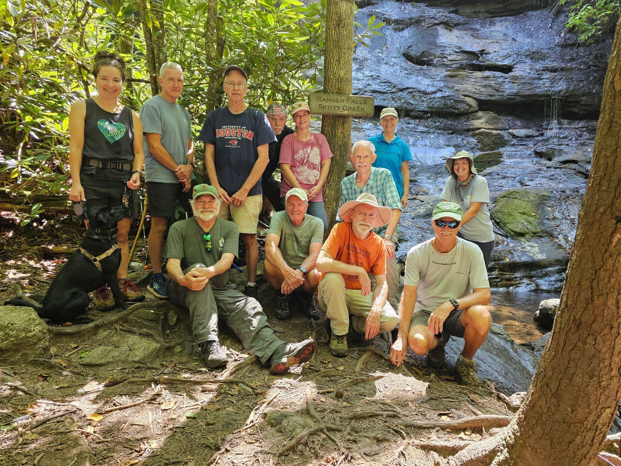Today's Hikers (L-R) Back: Heather & Toby, Carey, Edwin, Roger, Shelia, Mike, Linda & Londa; Front: Jack, Ken, Matt & Jim.,