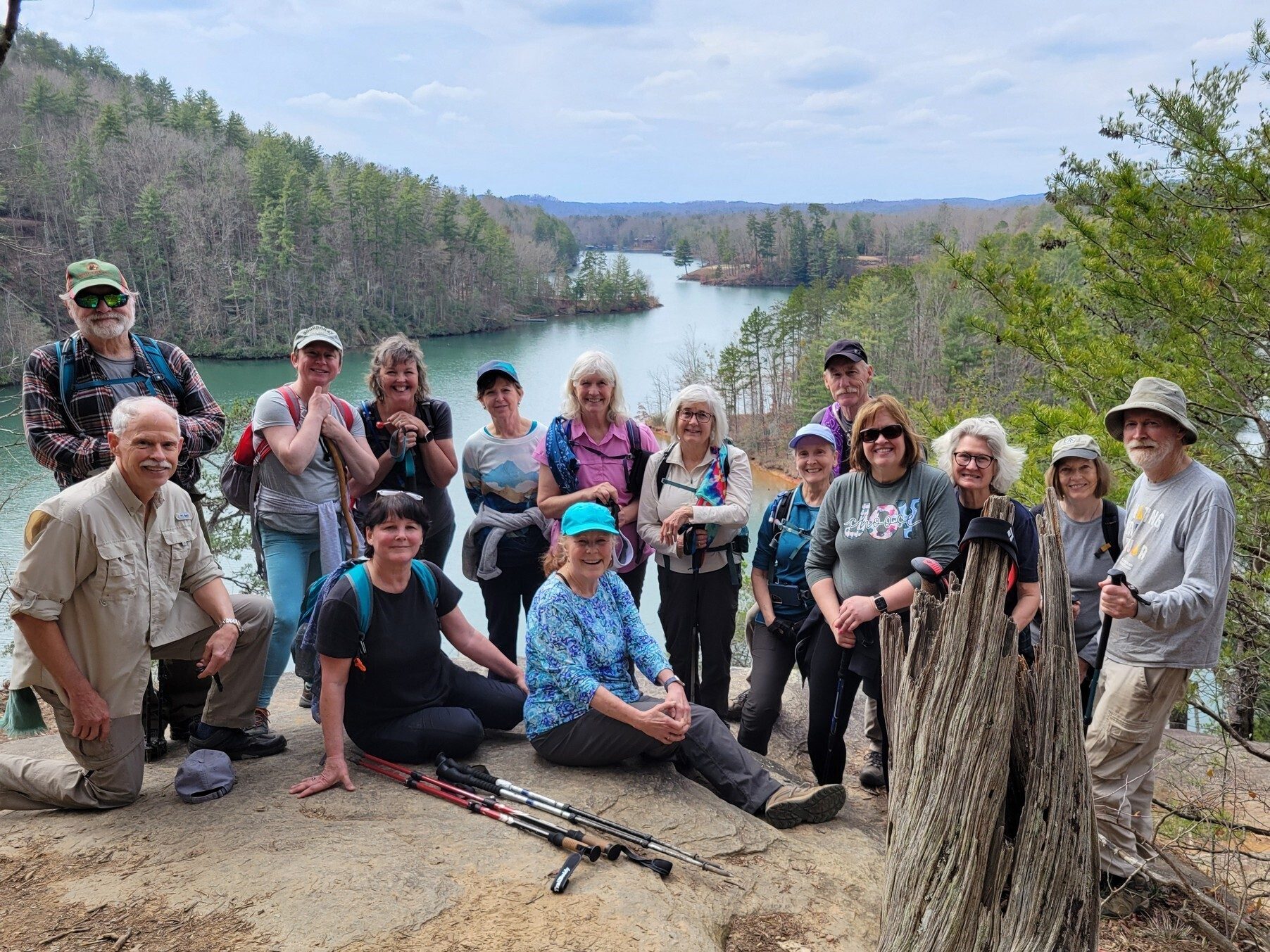 Today's hikers (L-R) Rear: Jack, Bobbie, Londa, Jenny, Linda, Pam, Terre, Don, Cindy H, Cindy  A, Jane & Matt; Front: Mike, Lynn & Renee.