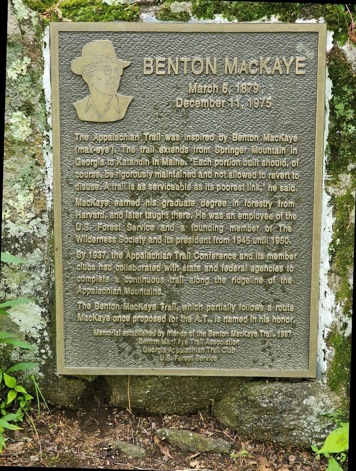 A tribute to Benton MacKaye as we approached to Appalachian Trail.