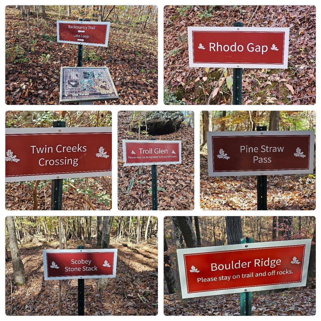Lots of trail feature signs . .  nice!